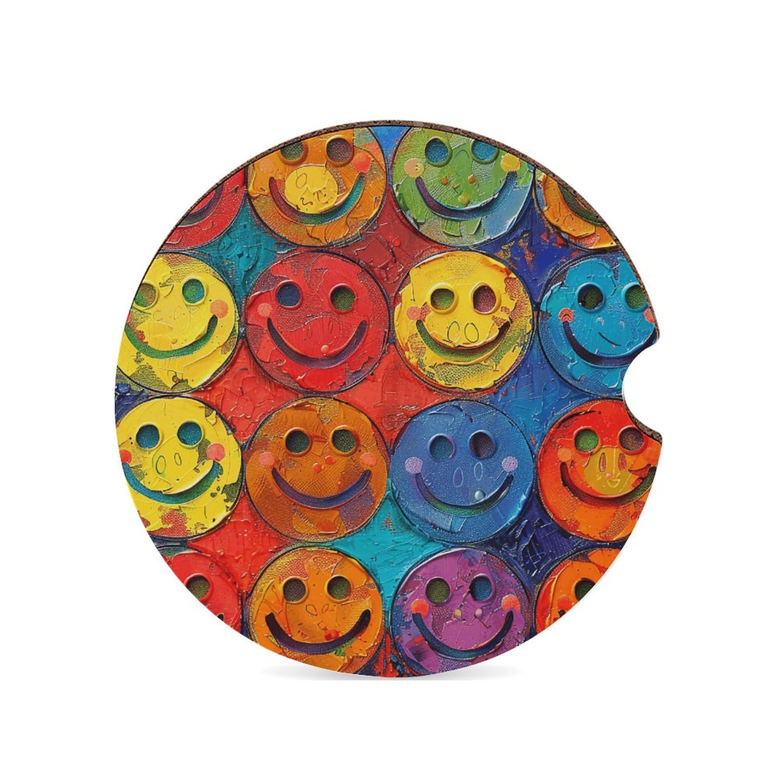 Bunte Smiley-Untersetzer, 6,6 cm, 1 Stück, rutschfest, Universal-Getränke-Untersetzer, Auto-Getränkehalter, Untersetzer, Auto-Innenzubehör-Set, Unisex Bunte Smiley-Untersetzer, 6,6 cm, 1 Stück, rutschfest, Universal-Getränke-Untersetzer, Auto-Getränkehalter, Untersetzer, Auto-Innenzubehör-Set, Unisex von DWTJKMS