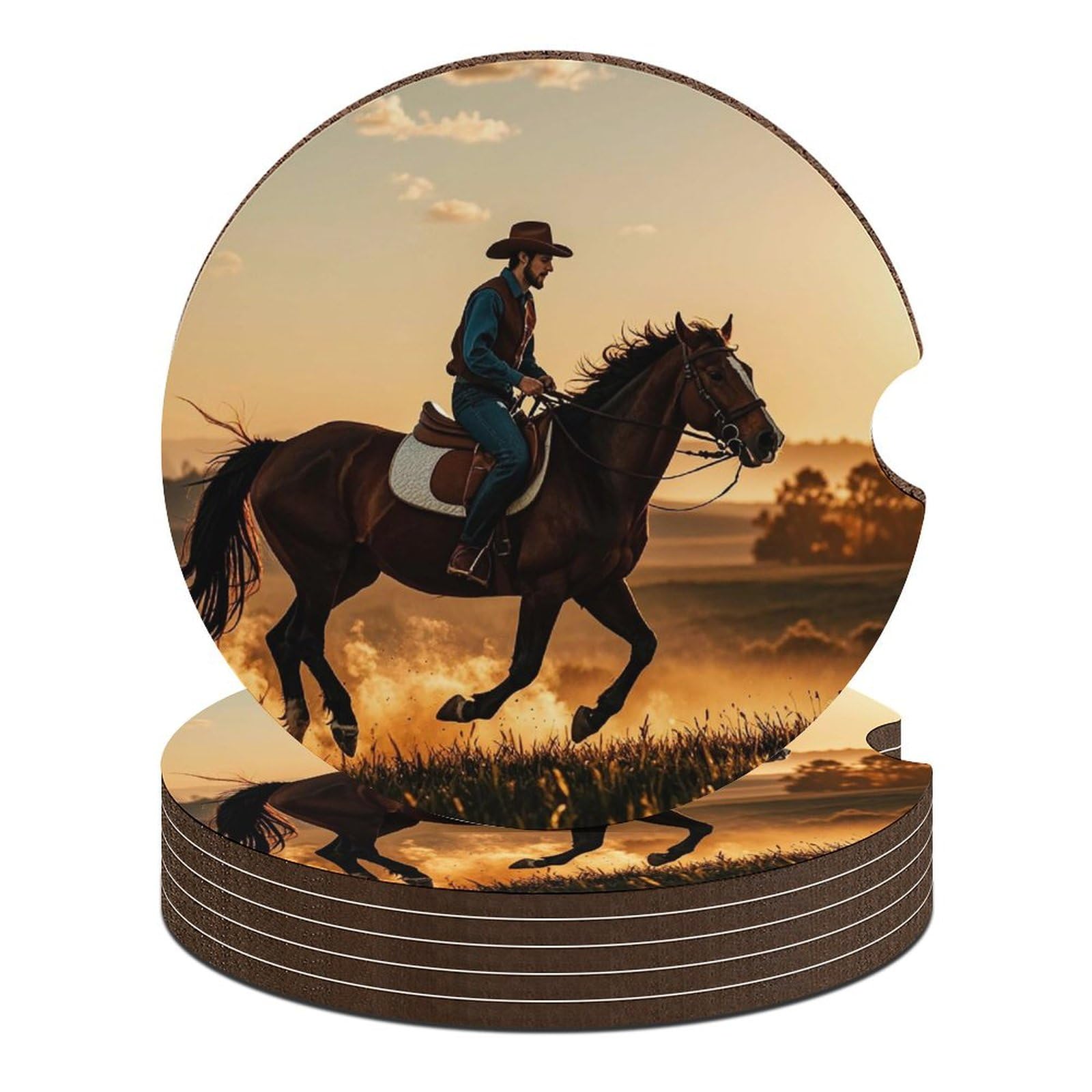 Cowboys Auto-Untersetzer, 6,6 cm, rutschfest, universal, Getränkehalter, Untersetzer, Auto-Innenzubehör, 6 Stück Cowboys Auto-Untersetzer, 6,6 cm, rutschfest, universal, Getränkehalter, Untersetzer, Auto-Innenzubehör, 6 Stück von DWTJKMS