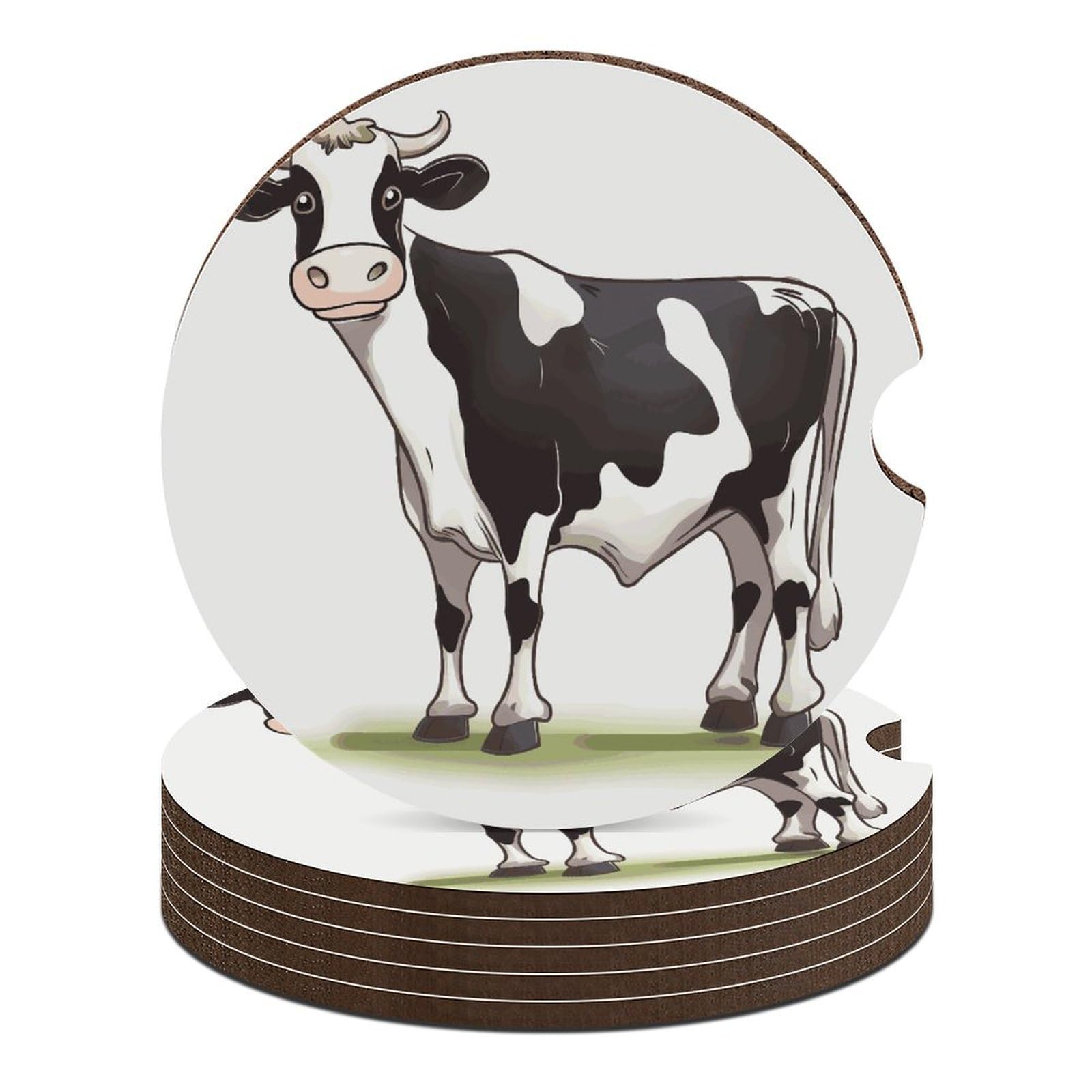 Dairy Cow Auto-Untersetzer, 6,6 cm, 6 Stück, rutschfest, universal, Getränkehalter, Auto-Innenzubehör, Set, Unisex Dairy Cow Auto-Untersetzer, 6,6 cm, 6 Stück, rutschfest, universal, Getränkehalter, Auto-Innenzubehör, Set, Unisex von DWTJKMS