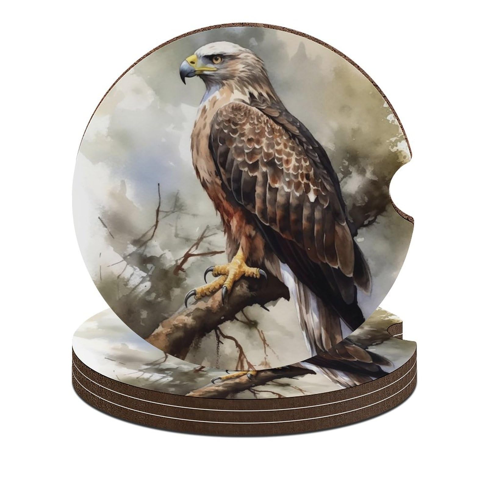Hawk Auto-Untersetzer, sitzend im Baum, 6,6 cm, rutschfest, universal, Getränkehalter, Untersetzer, Auto-Innenzubehör, Set, Unisex, 4 Stück Hawk Auto-Untersetzer, sitzend im Baum, 6,6 cm, rutschfest, universal, Getränkehalter, Untersetzer, Auto-Innenzubehör, Set, Unisex, 4 Stück von DWTJKMS