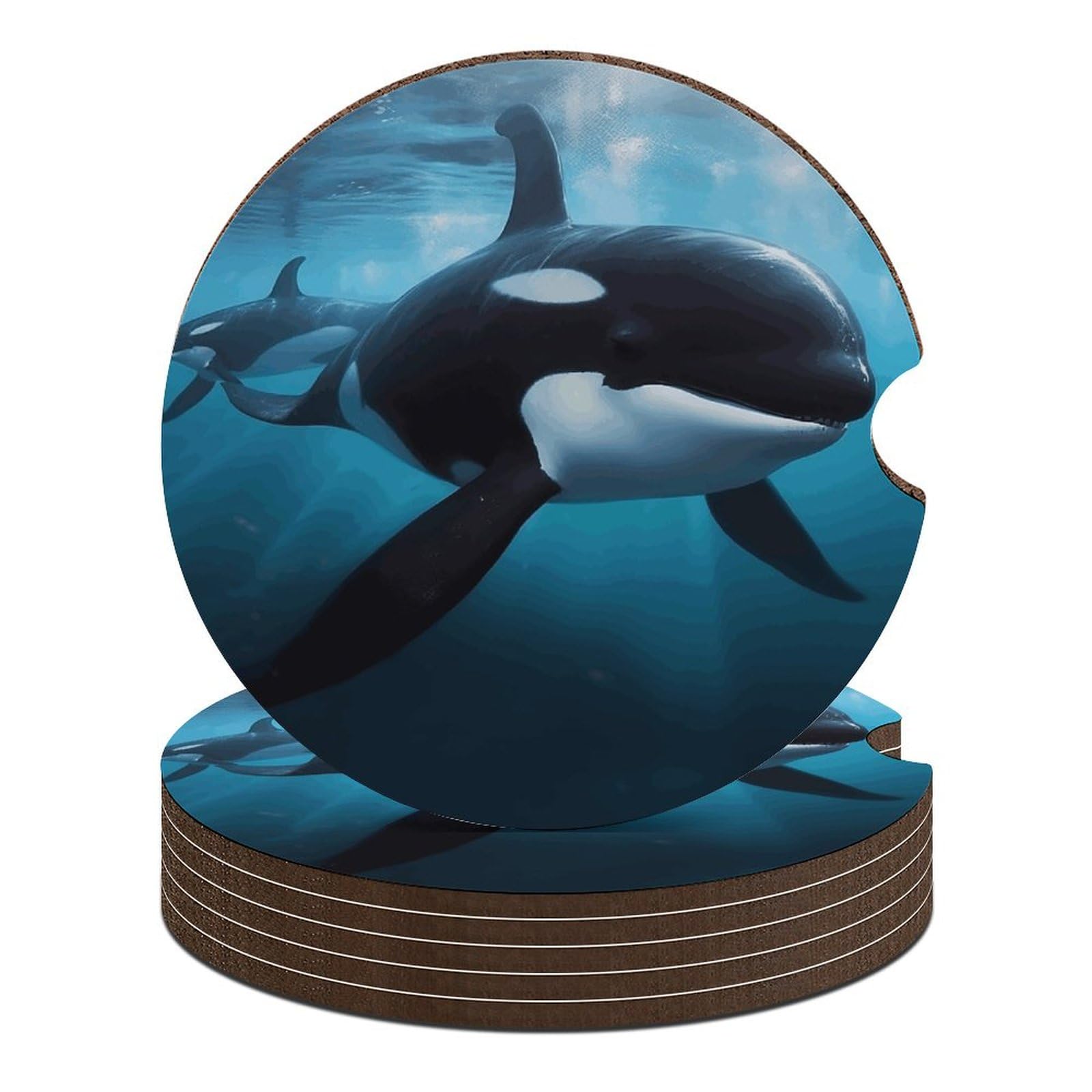 Killer Whale Auto-Untersetzer, 6,6 cm, 6 Stück, rutschfest, universal, Getränkehalter, Untersetzer, Auto-Innenzubehör, Set, Unisex Killer Whale Auto-Untersetzer, 6,6 cm, 6 Stück, rutschfest, universal, Getränkehalter, Untersetzer, Auto-Innenzubehör, Set, Unisex von DWTJKMS