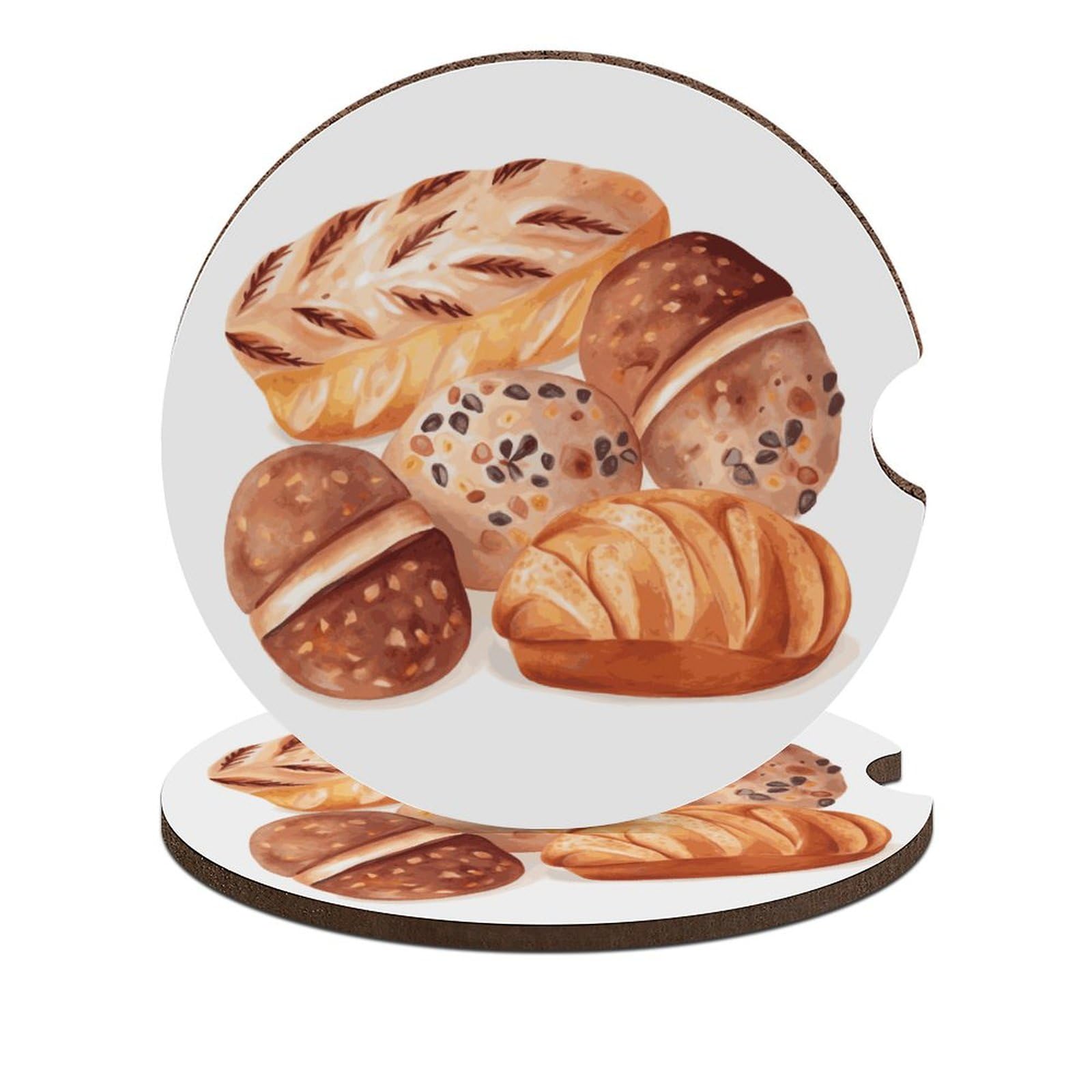 Lackierte Brot-Auto-Untersetzer, 6,6 cm, 2 Stück, rutschfest, universal, Getränkehalter, Untersetzer, Auto-Innenzubehör, Set, Unisex Lackierte Brot-Auto-Untersetzer, 6,6 cm, 2 Stück, rutschfest, universal, Getränkehalter, Untersetzer, Auto-Innenzubehör, Set, Unisex von DWTJKMS