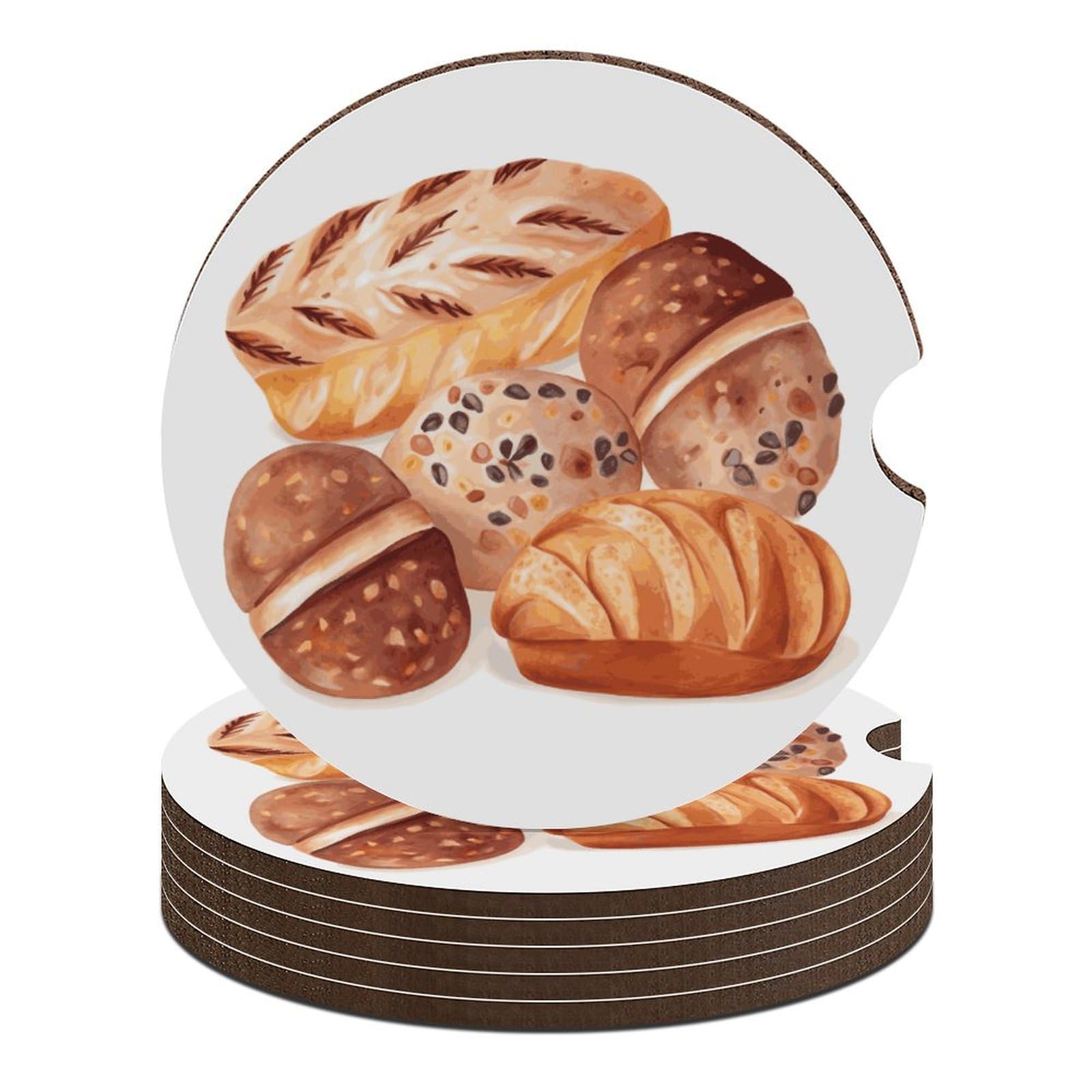 Lackierte Brot-Auto-Untersetzer, 6,6 cm, 6 Stück, rutschfest, universal, Getränkehalter, Untersetzer, Auto-Innenzubehör, Set, Unisex Lackierte Brot-Auto-Untersetzer, 6,6 cm, 6 Stück, rutschfest, universal, Getränkehalter, Untersetzer, Auto-Innenzubehör, Set, Unisex von DWTJKMS