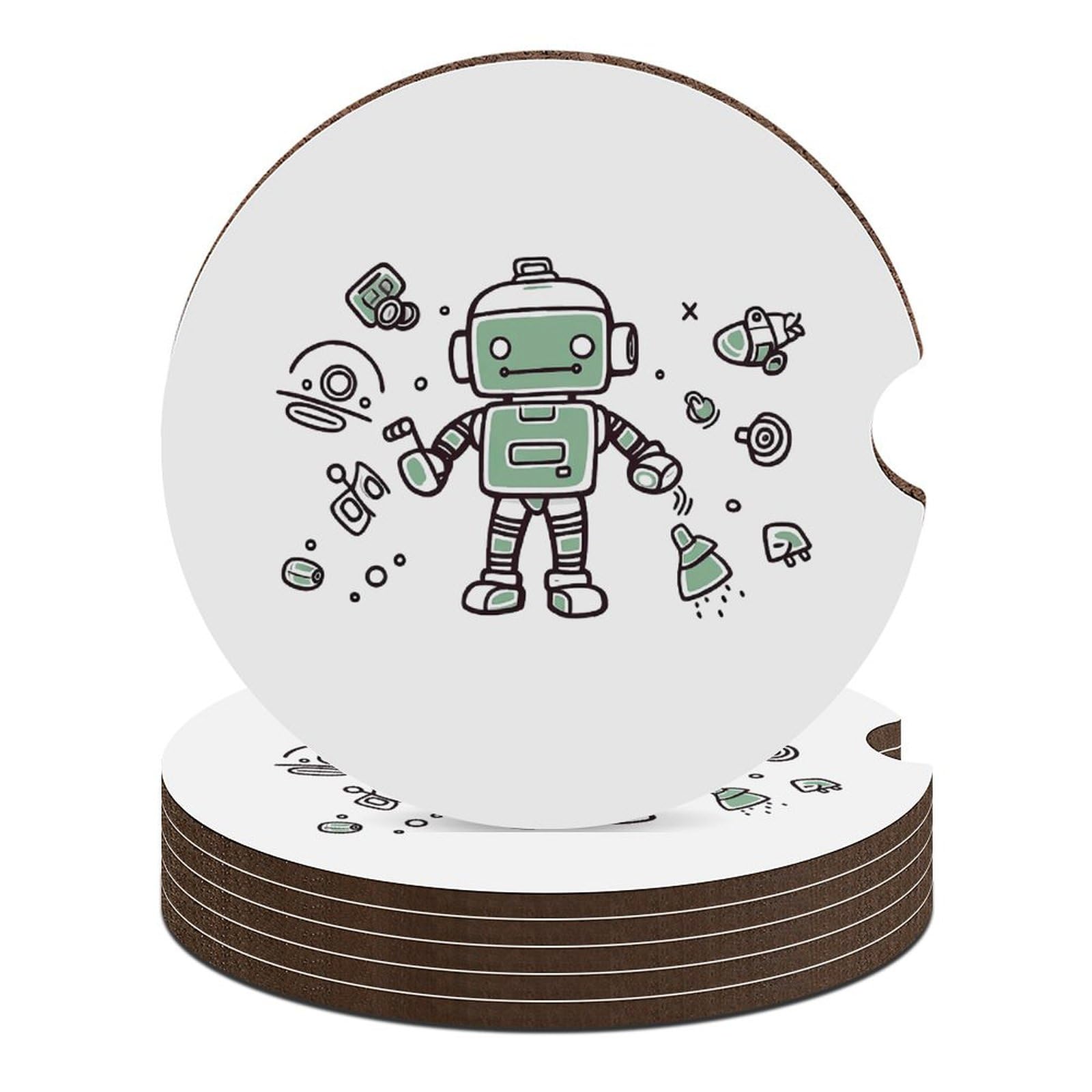 Line Robot Auto-Untersetzer, 6,6 cm, 6 Stück, rutschfest, universal, Getränkehalter, Untersetzer, Auto-Innenzubehör, Set, Unisex Line Robot Auto-Untersetzer, 6,6 cm, 6 Stück, rutschfest, universal, Getränkehalter, Untersetzer, Auto-Innenzubehör, Set, Unisex von DWTJKMS