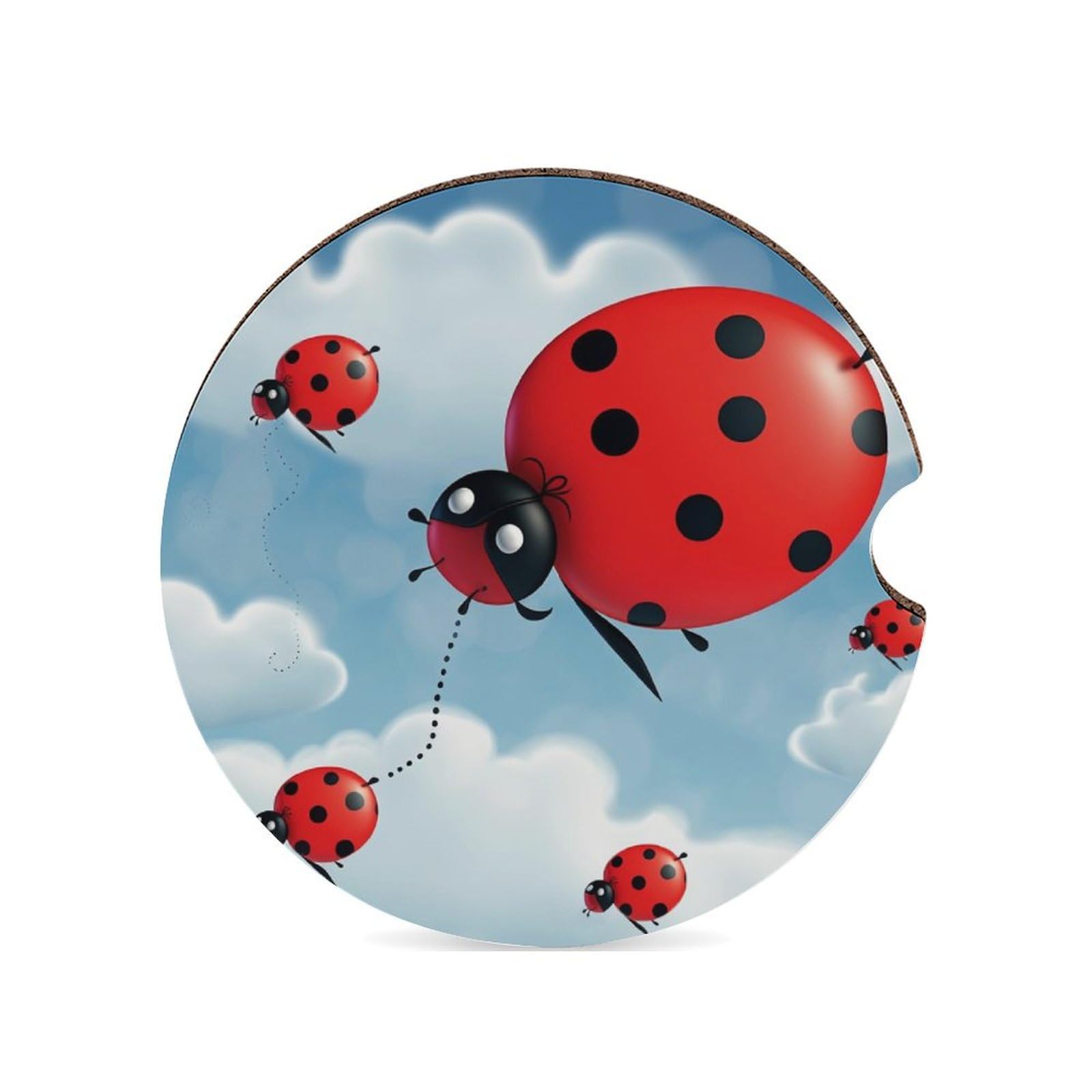 Marienkäfer und Wolke Auto-Untersetzer, 6,6 cm, rutschfest, universal, Getränkehalter, Untersetzer, Auto-Innenzubehör, Set, Unisex Marienkäfer und Wolke Auto-Untersetzer, 6,6 cm, rutschfest, universal, Getränkehalter, Untersetzer, Auto-Innenzubehör, Set, Unisex von DWTJKMS