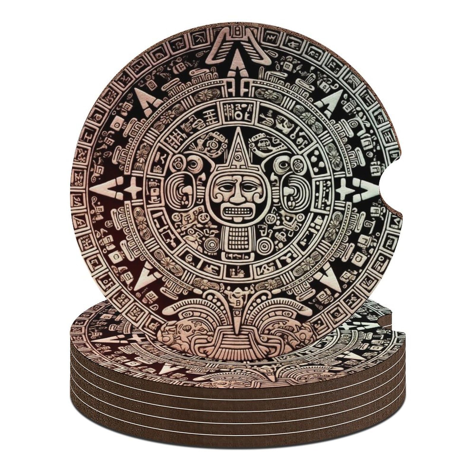 Maya-Kalender, Auto-Untersetzer, 6,6 cm, 6 Stück, rutschfest, universal, Getränkehalter, Untersetzer, Auto-Innenzubehör, Set, Unisex Maya-Kalender, Auto-Untersetzer, 6,6 cm, 6 Stück, rutschfest, universal, Getränkehalter, Untersetzer, Auto-Innenzubehör, Set, Unisex von DWTJKMS