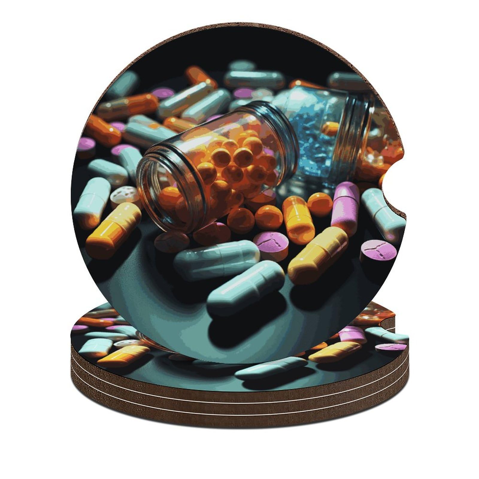 Medizin-Pillen-Auto-Untersetzer, 6,6 cm, 4 Stück, rutschfest, universal, Getränkehalter, Auto-Innenzubehör, Set, Unisex Medizin-Pillen-Auto-Untersetzer, 6,6 cm, 4 Stück, rutschfest, universal, Getränkehalter, Auto-Innenzubehör, Set, Unisex von DWTJKMS
