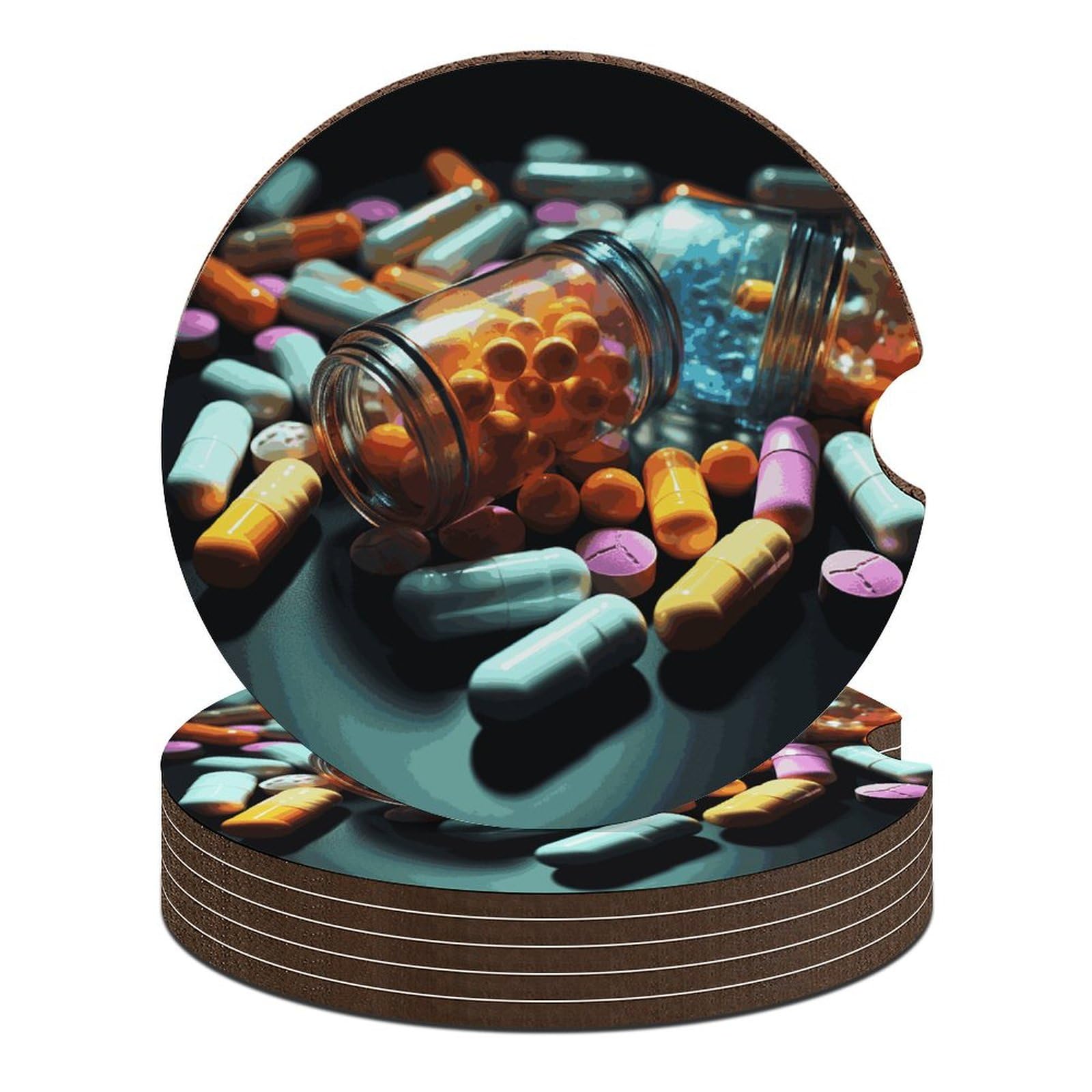 Medizin-Pillen-Auto-Untersetzer, 6,6 cm, 6 Stück, rutschfest, universal, Getränkehalter, Untersetzer, Auto-Innenzubehör, Set, Unisex Medizin-Pillen-Auto-Untersetzer, 6,6 cm, 6 Stück, rutschfest, universal, Getränkehalter, Untersetzer, Auto-Innenzubehör, Set, Unisex von DWTJKMS