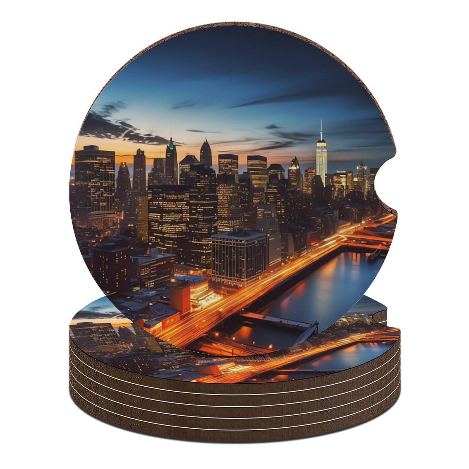 New York City Scenery Auto-Untersetzer, 6,6 cm, rutschfest, universal, Getränkehalter, Untersetzer, Auto-Innenzubehör, Set, Unisex New York City Scenery Auto-Untersetzer, 6,6 cm, rutschfest, universal, Getränkehalter, Untersetzer, Auto-Innenzubehör, Set, Unisex von DWTJKMS