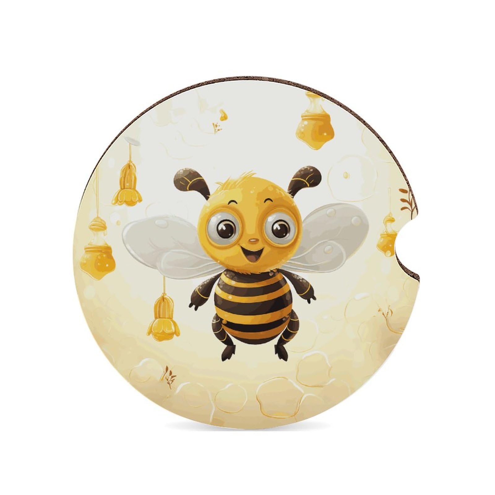 Niedliche Bienen Honig-Auto-Untersetzer, 6,6 cm, 1 Stück, rutschfest, universal, Getränkehalter, Untersetzer, Auto-Innenzubehör, Set, Unisex Niedliche Bienen Honig-Auto-Untersetzer, 6,6 cm, 1 Stück, rutschfest, universal, Getränkehalter, Untersetzer, Auto-Innenzubehör, Set, Unisex von DWTJKMS