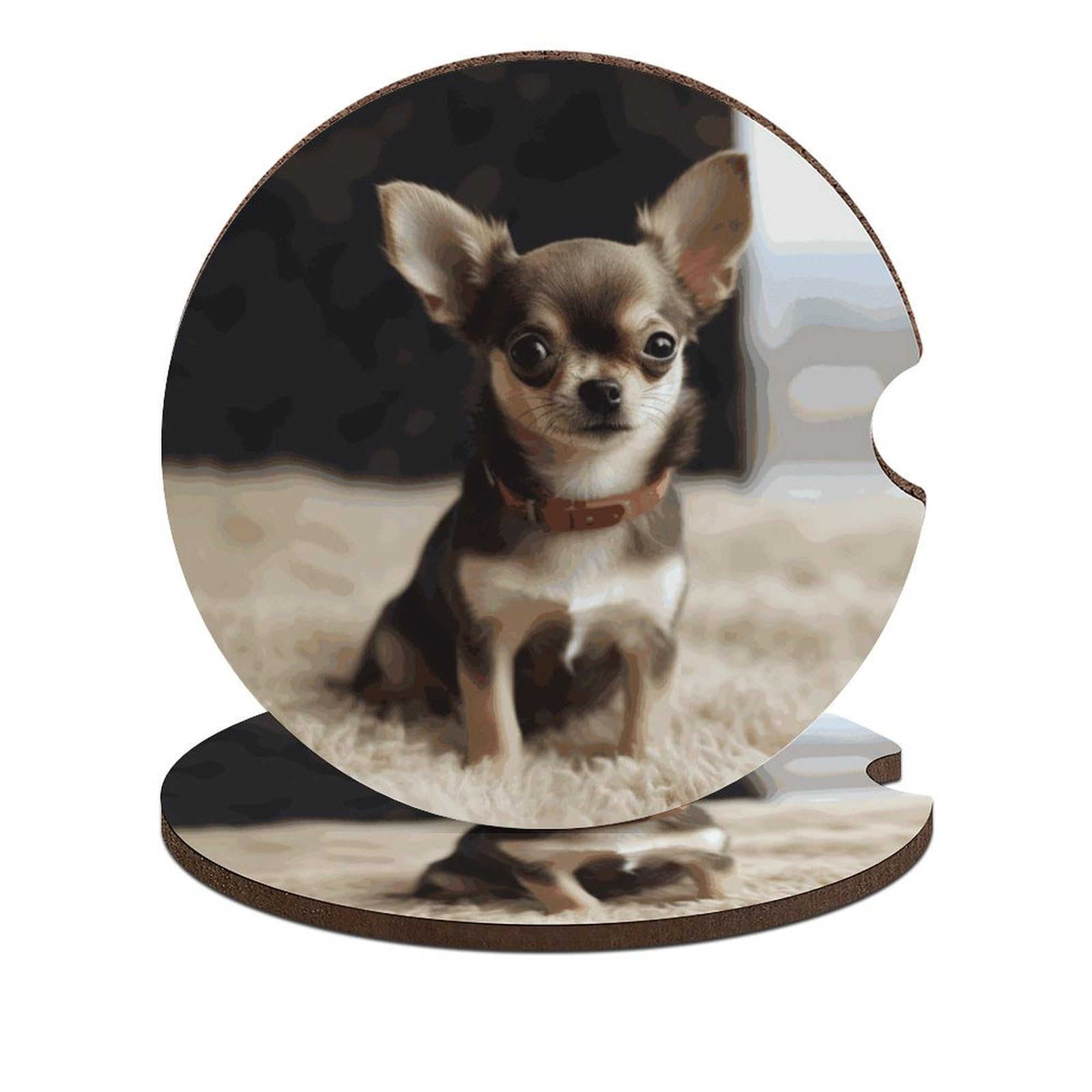 Niedliche Chihuahua-Auto-Untersetzer, 6,6 cm, 2 Stück, rutschfest, universal, Getränkehalter, Untersetzer, Auto-Innenzubehör, Set, Unisex Niedliche Chihuahua-Auto-Untersetzer, 6,6 cm, 2 Stück, rutschfest, universal, Getränkehalter, Untersetzer, Auto-Innenzubehör, Set, Unisex von DWTJKMS