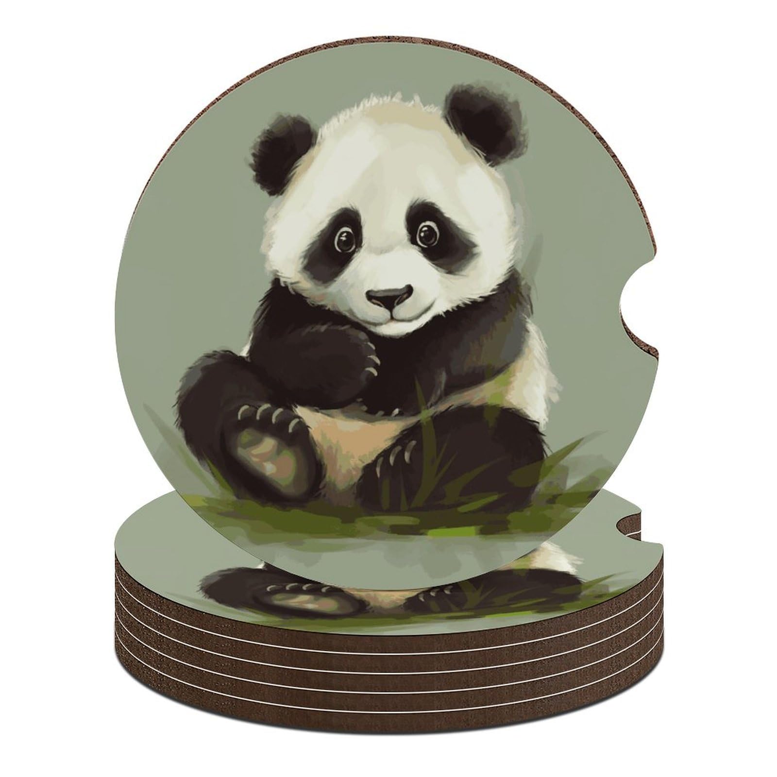 Niedlicher kleiner Panda-Auto-Untersetzer, 6,6 cm, rutschfest, universal, Getränkehalter, Untersetzer, Auto-Innenzubehör, Set, Unisex Niedlicher kleiner Panda-Auto-Untersetzer, 6,6 cm, rutschfest, universal, Getränkehalter, Untersetzer, Auto-Innenzubehör, Set, Unisex von DWTJKMS