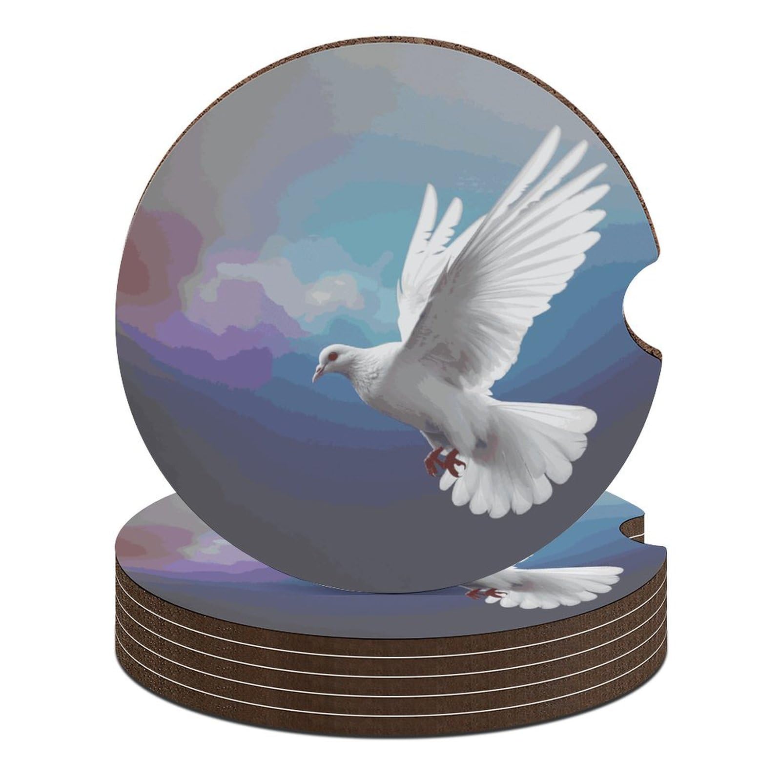 Peace Dove Auto-Untersetzer, 6,6 cm, rutschfest, universal, Getränkehalter, Untersetzer, Auto-Innenzubehör, Set, Unisex Peace Dove Auto-Untersetzer, 6,6 cm, rutschfest, universal, Getränkehalter, Untersetzer, Auto-Innenzubehör, Set, Unisex von DWTJKMS