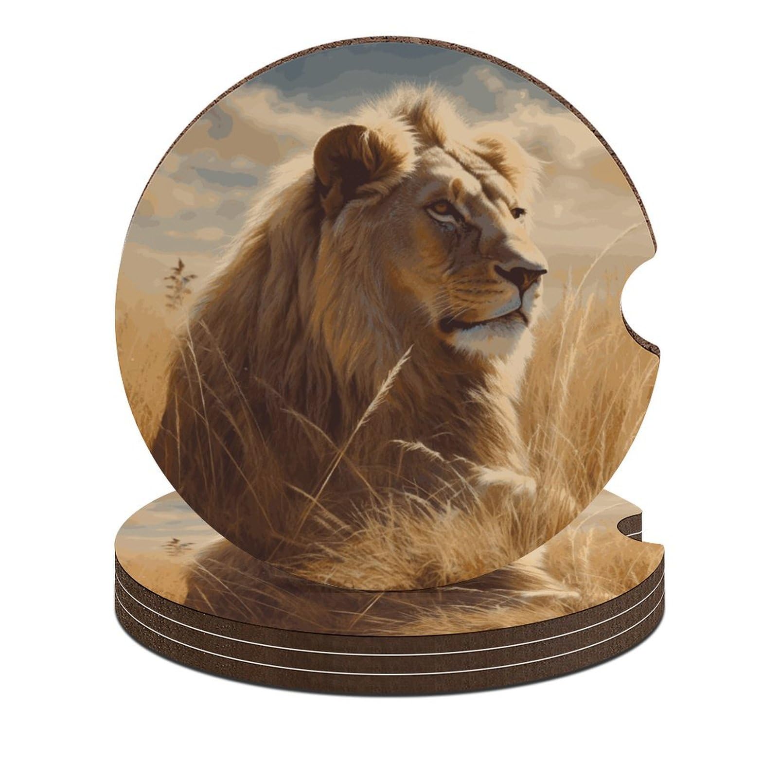 Prairie Löwe Auto-Untersetzer, 6,6 cm, rutschfest, universal, Getränke-Untersetzer, Auto-Getränkehalter, Untersetzer, Auto-Innenzubehör, Set, Unisex, 4 Stück Prairie Löwe Auto-Untersetzer, 6,6 cm, rutschfest, universal, Getränke-Untersetzer, Auto-Getränkehalter, Untersetzer, Auto-Innenzubehör, Set, Unisex, 4 Stück von DWTJKMS