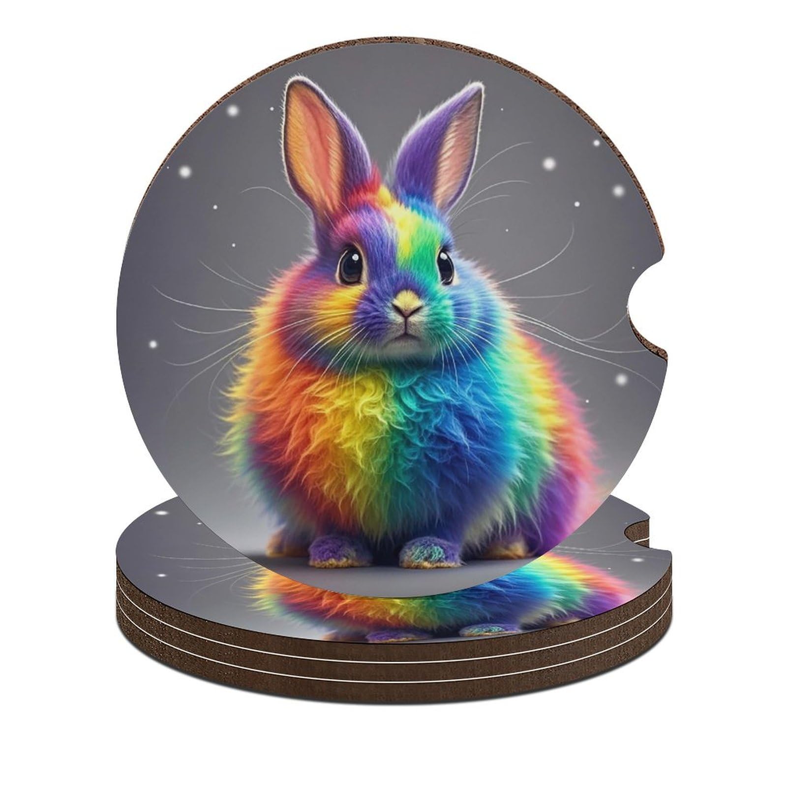 Rainbow Rabbit Auto-Untersetzer, 6,6 cm, 4 Stück, rutschfest, universal, Getränkehalter, Untersetzer, Auto-Innenzubehör, Set, Unisex Rainbow Rabbit Auto-Untersetzer, 6,6 cm, 4 Stück, rutschfest, universal, Getränkehalter, Untersetzer, Auto-Innenzubehör, Set, Unisex von DWTJKMS