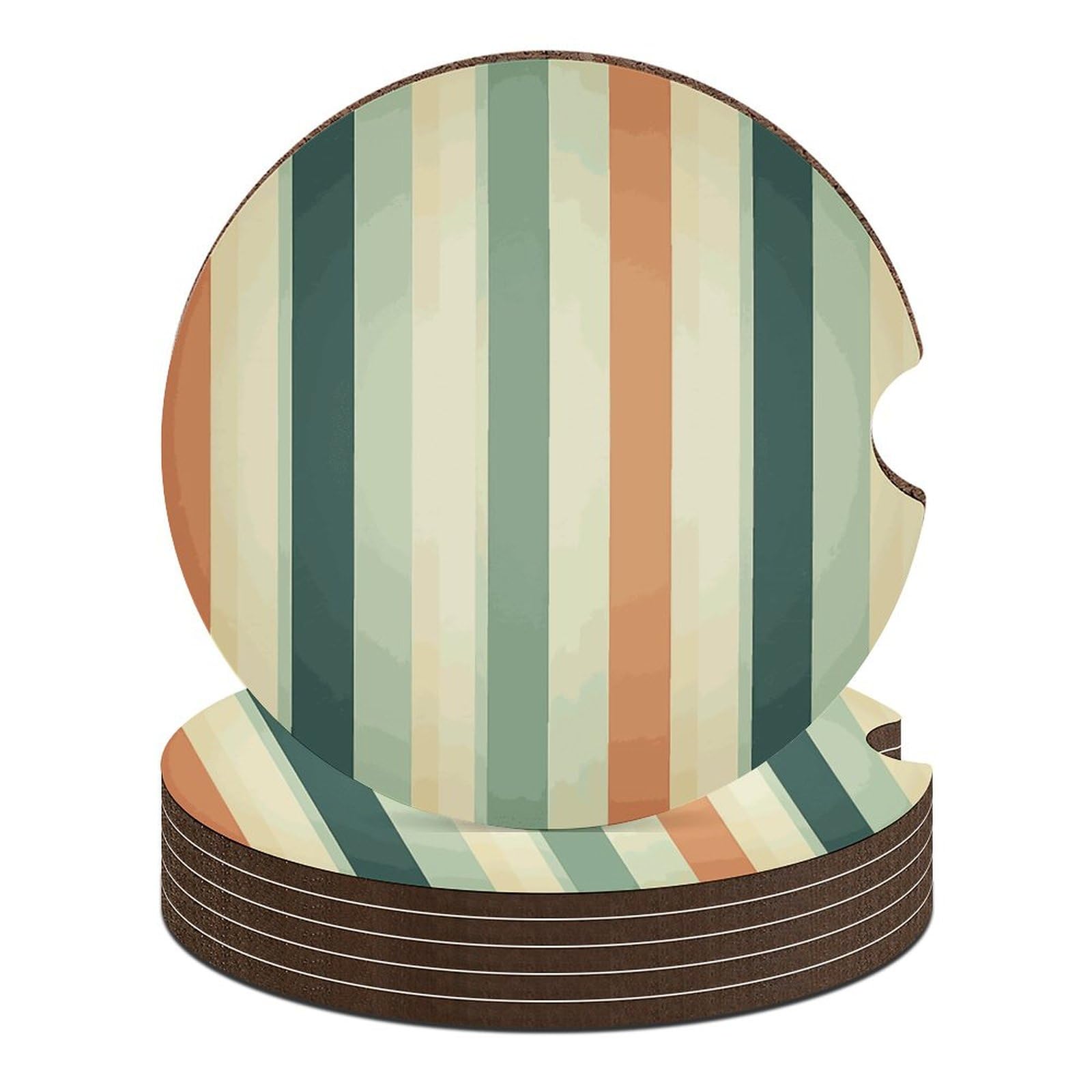 Retro gestreifte Auto-Untersetzer, 6,6 cm, 6 Stück, rutschfest, universal, Getränkehalter, Untersetzer, Auto-Innenzubehör, Set, Unisex Retro gestreifte Auto-Untersetzer, 6,6 cm, 6 Stück, rutschfest, universal, Getränkehalter, Untersetzer, Auto-Innenzubehör, Set, Unisex von DWTJKMS
