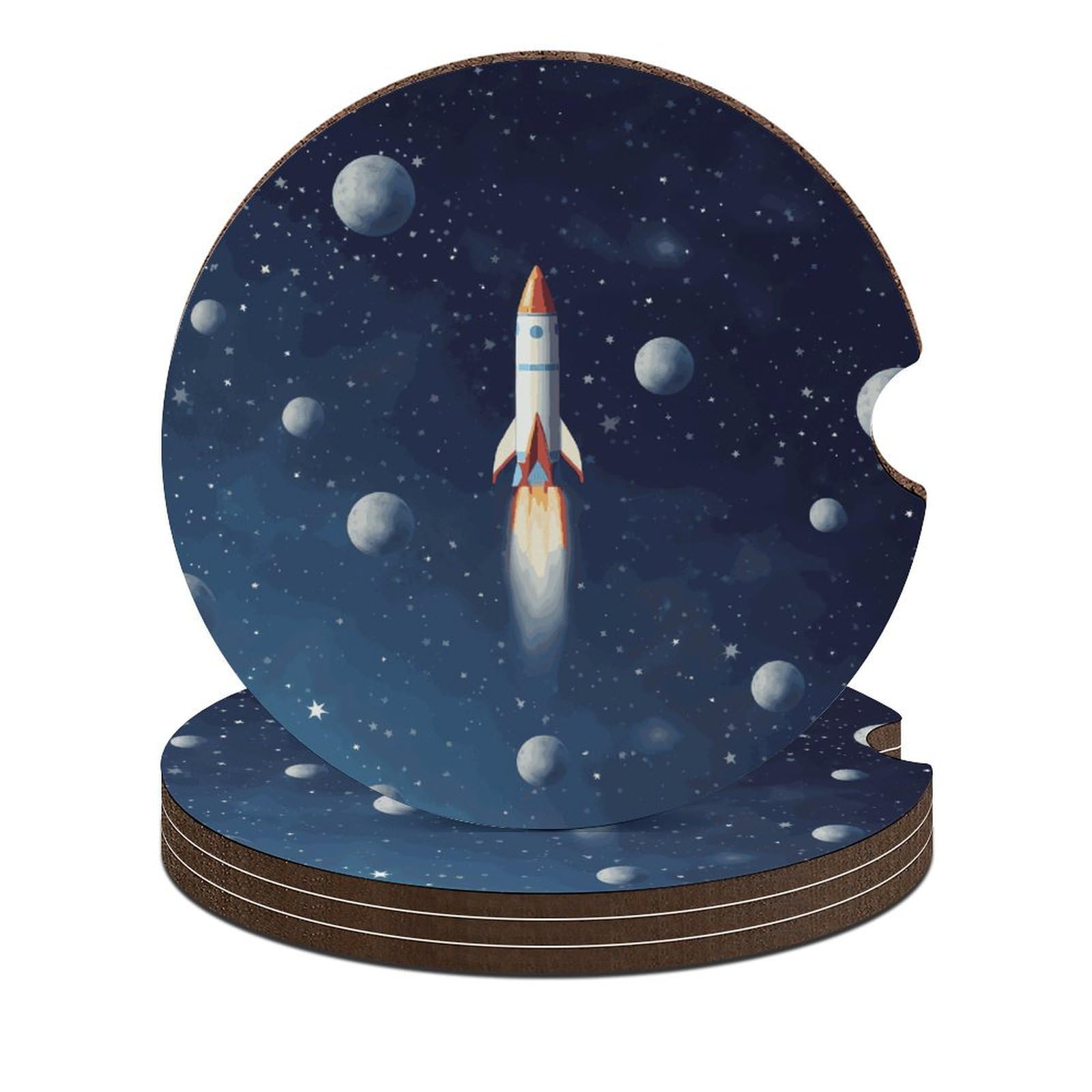 Rocket in Space Auto-Untersetzer, 6,6 cm, rutschfest, universal, Getränkehalter, Untersetzer, Auto-Innenzubehör, Set, Unisex, 4 Stück Rocket in Space Auto-Untersetzer, 6,6 cm, rutschfest, universal, Getränkehalter, Untersetzer, Auto-Innenzubehör, Set, Unisex, 4 Stück von DWTJKMS
