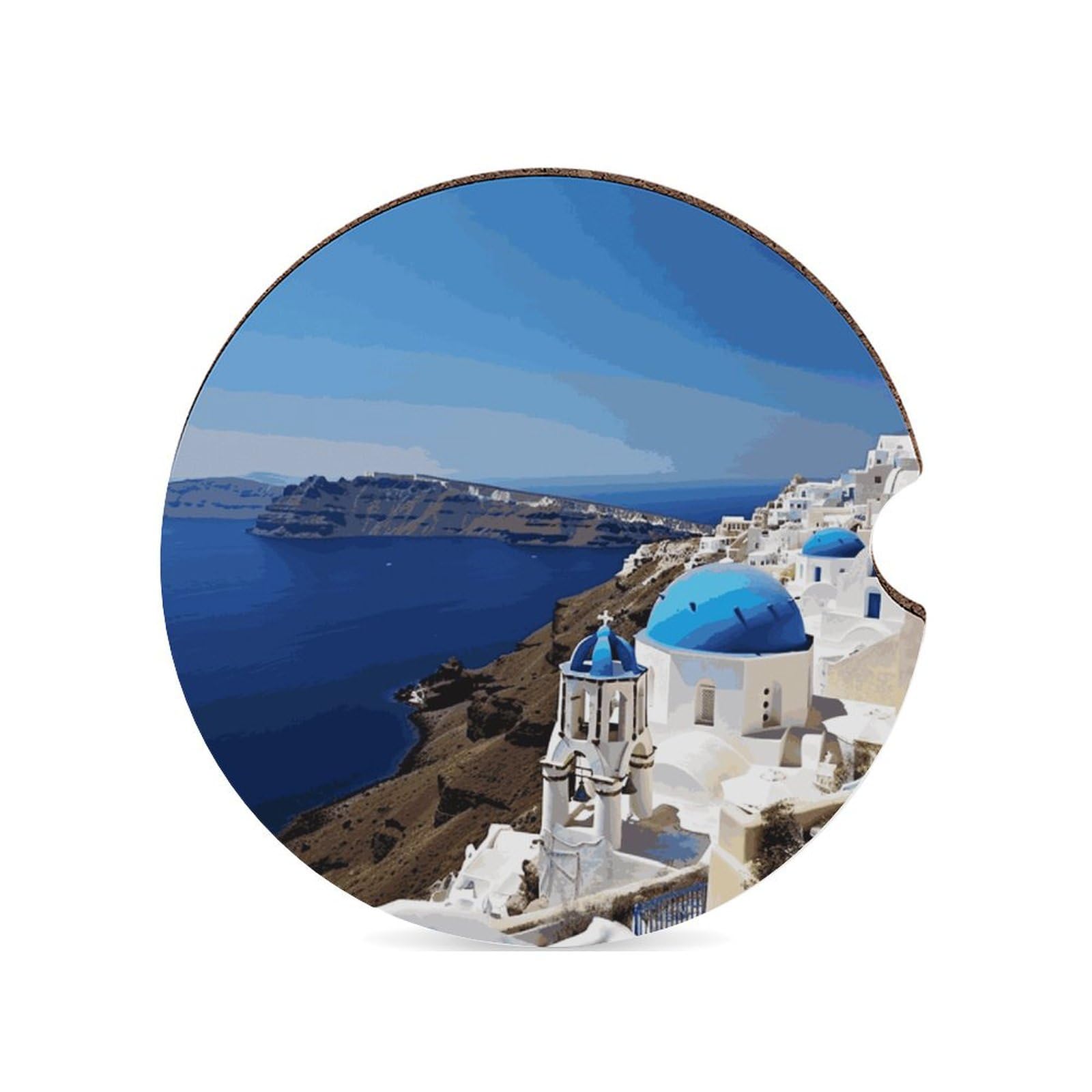Santorini Auto-Untersetzer, griechische Insel, Meerblick, 6,6 cm, rutschfest, universal, Getränkehalter, Untersetzer, Auto-Innenzubehör, Set, Unisex Santorini Auto-Untersetzer, griechische Insel, Meerblick, 6,6 cm, rutschfest, universal, Getränkehalter, Untersetzer, Auto-Innenzubehör, Set, Unisex von DWTJKMS