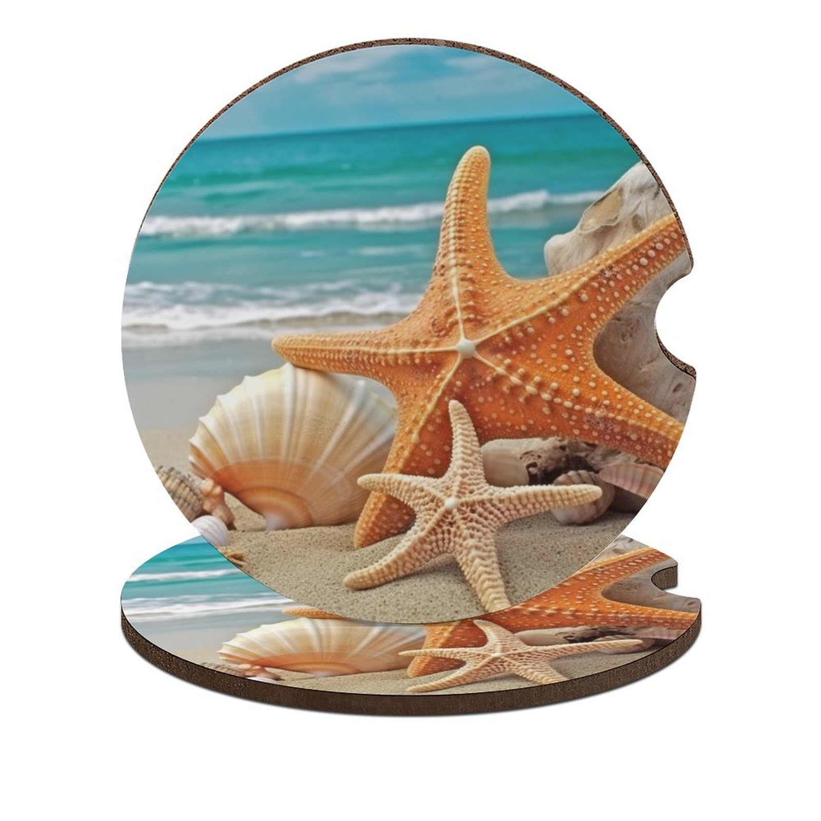 Seestern Muschel Strand Auto Untersetzer 6,6 cm 2 Stück rutschfeste Universal-Getränkeuntersetzer Auto Getränkehalter Untersetzer Auto Innenzubehör Set, Unisex Seestern Muschel Strand Auto Untersetzer 6,6 cm 2 Stück rutschfeste Universal-Getränkeuntersetzer Auto Getränkehalter Untersetzer Auto Innenzubehör Set, Unisex von DWTJKMS