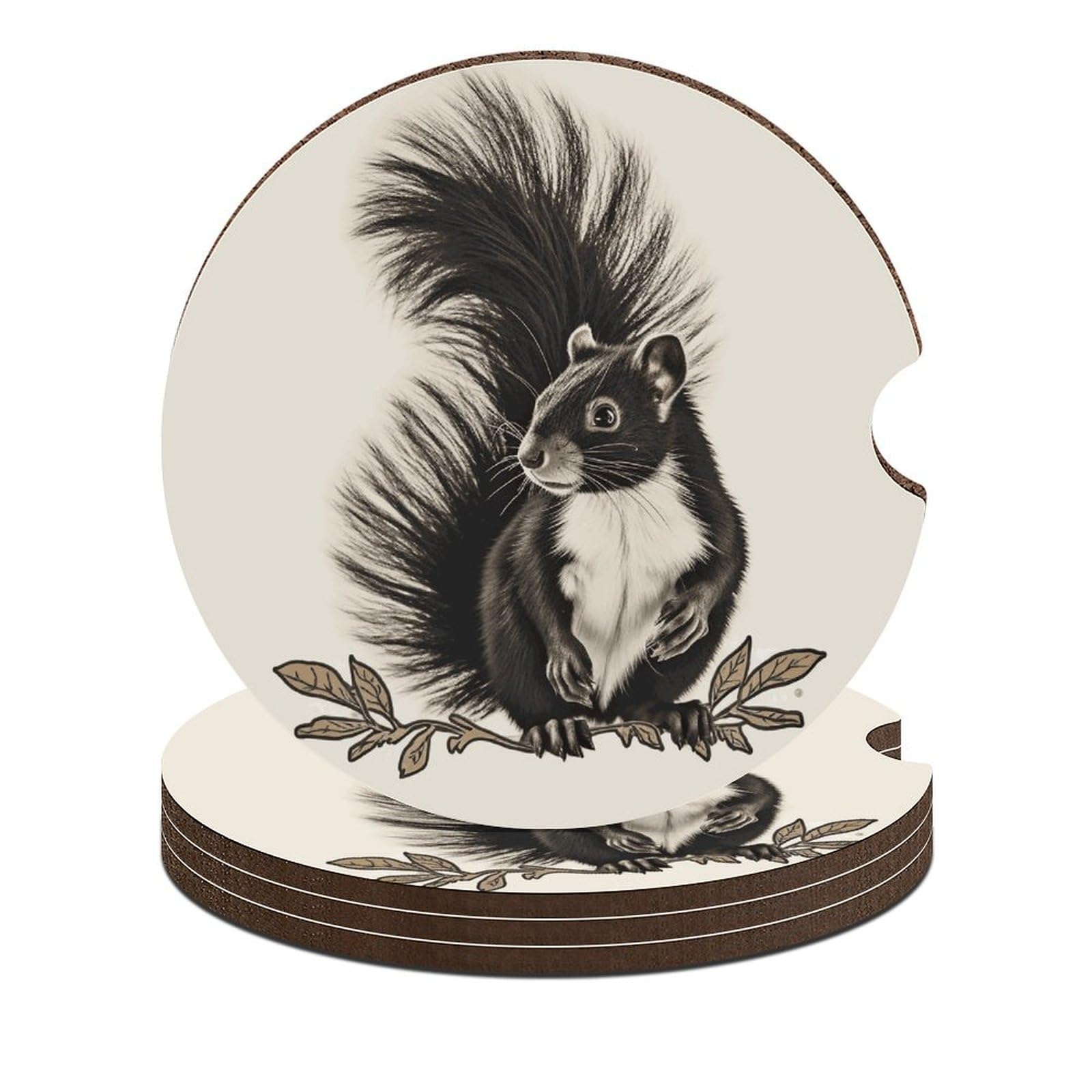 Stinktier-Auto-Untersetzer, 6,6 cm, 4 Stück, rutschfest, universal, Getränkehalter, Untersetzer, Auto-Innenzubehör, Set, Unisex Stinktier-Auto-Untersetzer, 6,6 cm, 4 Stück, rutschfest, universal, Getränkehalter, Untersetzer, Auto-Innenzubehör, Set, Unisex von DWTJKMS