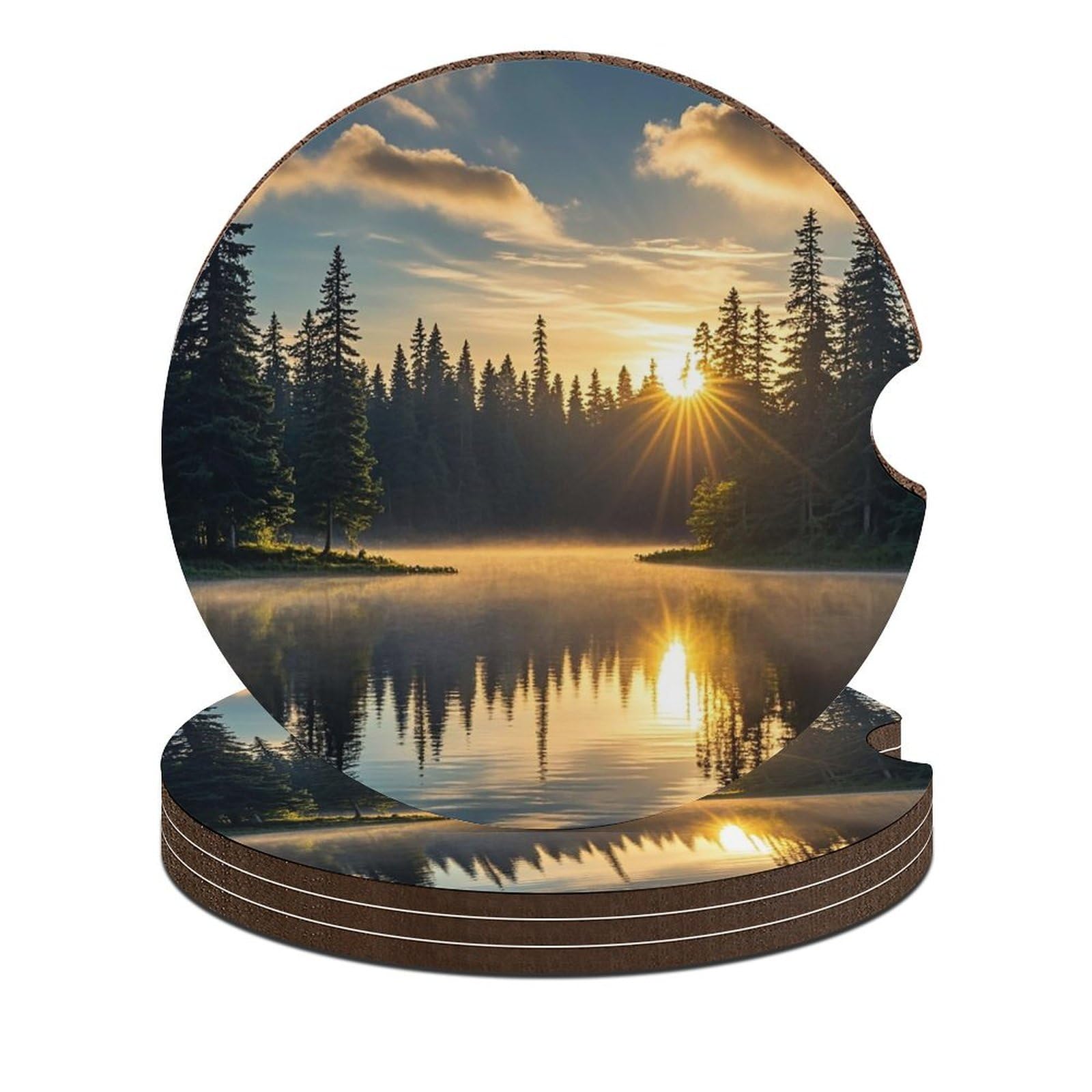 Sunrise on the Lake Auto-Untersetzer, 6,6 cm, rutschfest, universal, Getränkehalter, Untersetzer, Auto-Innenzubehör, Set, Unisex, 4 Stück Sunrise on the Lake Auto-Untersetzer, 6,6 cm, rutschfest, universal, Getränkehalter, Untersetzer, Auto-Innenzubehör, Set, Unisex, 4 Stück von DWTJKMS