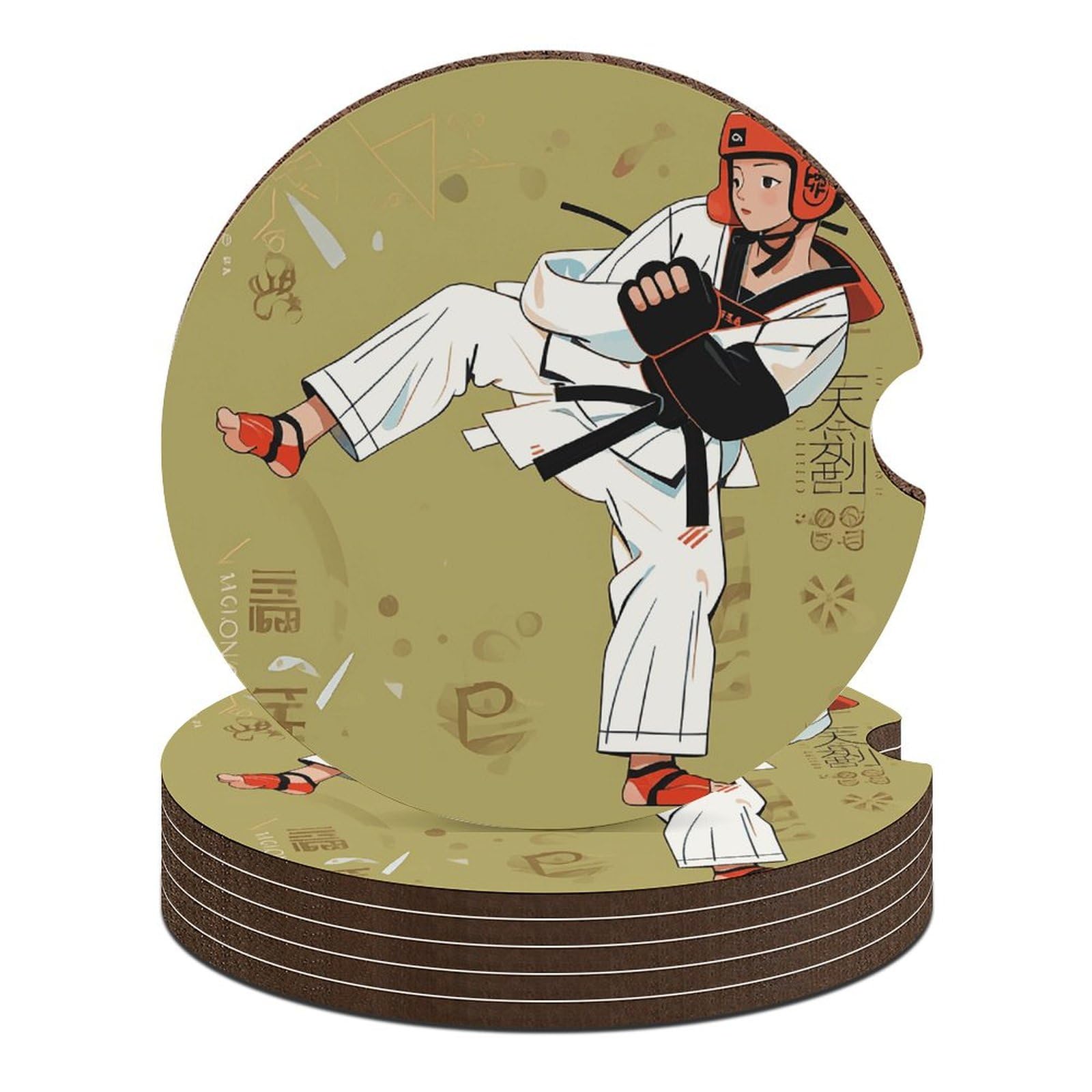 Taekwondo-Design-Auto-Untersetzer, 6,6 cm, 6 Stück, rutschfest, universal, Getränkehalter, Untersetzer, Auto-Innenzubehör, Set, Unisex Taekwondo-Design-Auto-Untersetzer, 6,6 cm, 6 Stück, rutschfest, universal, Getränkehalter, Untersetzer, Auto-Innenzubehör, Set, Unisex von DWTJKMS