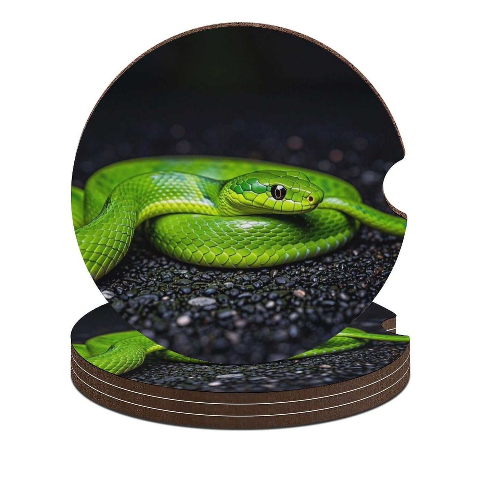 The Green Snake Auto-Untersetzer, 6,6 cm, rutschfest, universal, Getränkehalter, Untersetzer, Auto-Innenzubehör, Set, Unisex, 4 Stück The Green Snake Auto-Untersetzer, 6,6 cm, rutschfest, universal, Getränkehalter, Untersetzer, Auto-Innenzubehör, Set, Unisex, 4 Stück von DWTJKMS