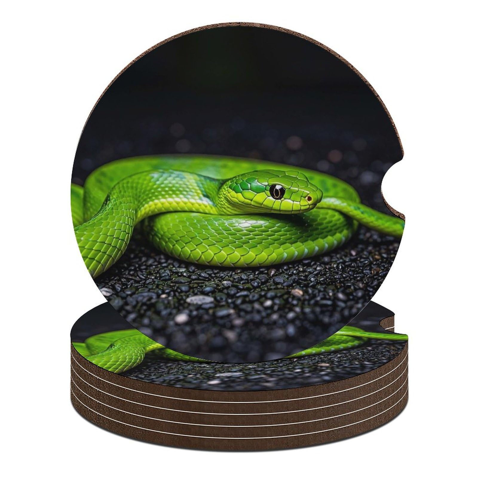 The Green Snake Auto-Untersetzer, 6,6 cm, rutschfest, universal, Getränkehalter, Untersetzer, Auto-Innenzubehör, Set, Unisex, 6 Stück The Green Snake Auto-Untersetzer, 6,6 cm, rutschfest, universal, Getränkehalter, Untersetzer, Auto-Innenzubehör, Set, Unisex, 6 Stück von DWTJKMS