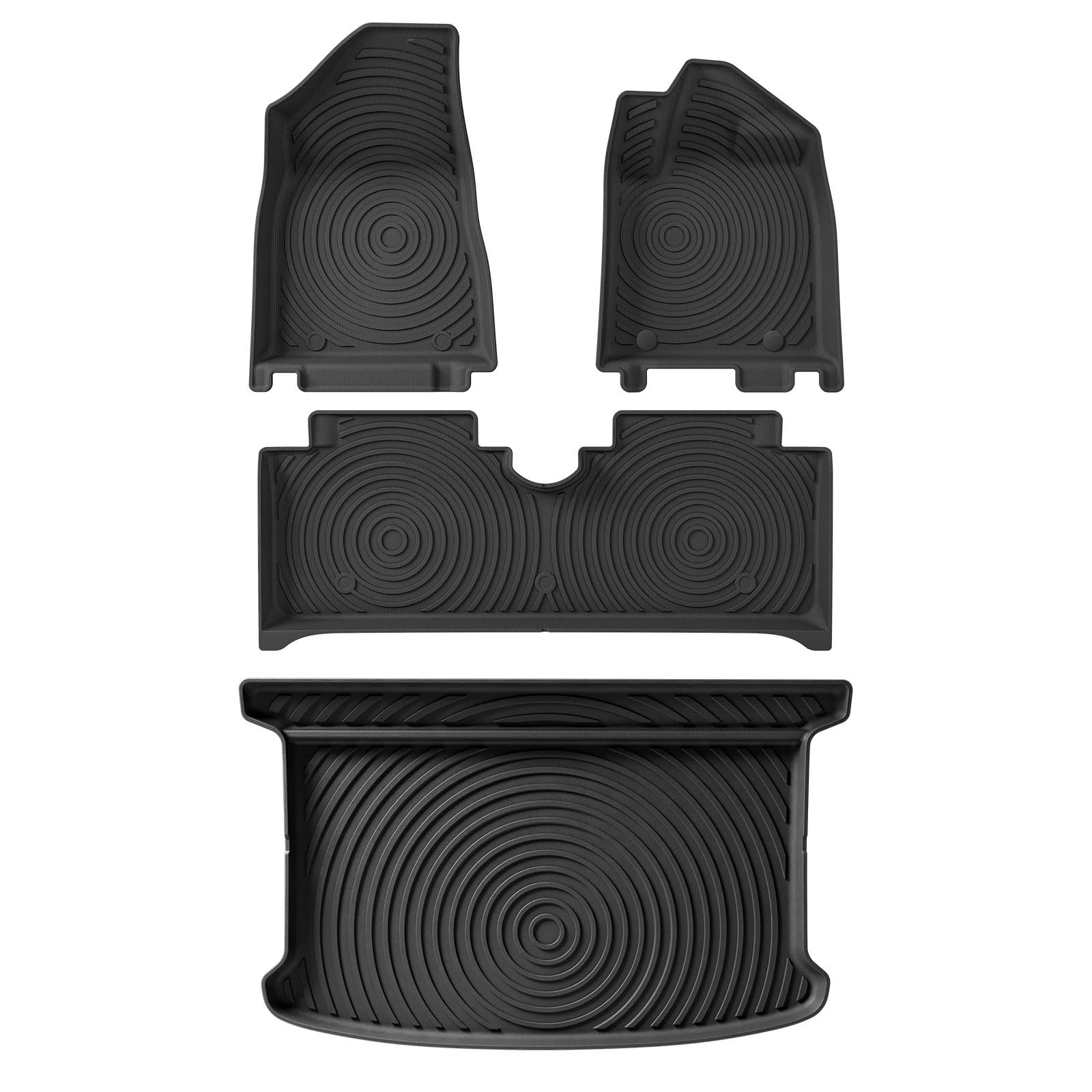 Kofferraumwanne Für BYD Für Dolphin TPE 3D Auto Fußmatten Cargo Liner Trunk Pad Fußmatte Geruchlos Tablett Set SCHWARZ Auto Kofferraummatten(RHD 4PCS) von DWTNMEX