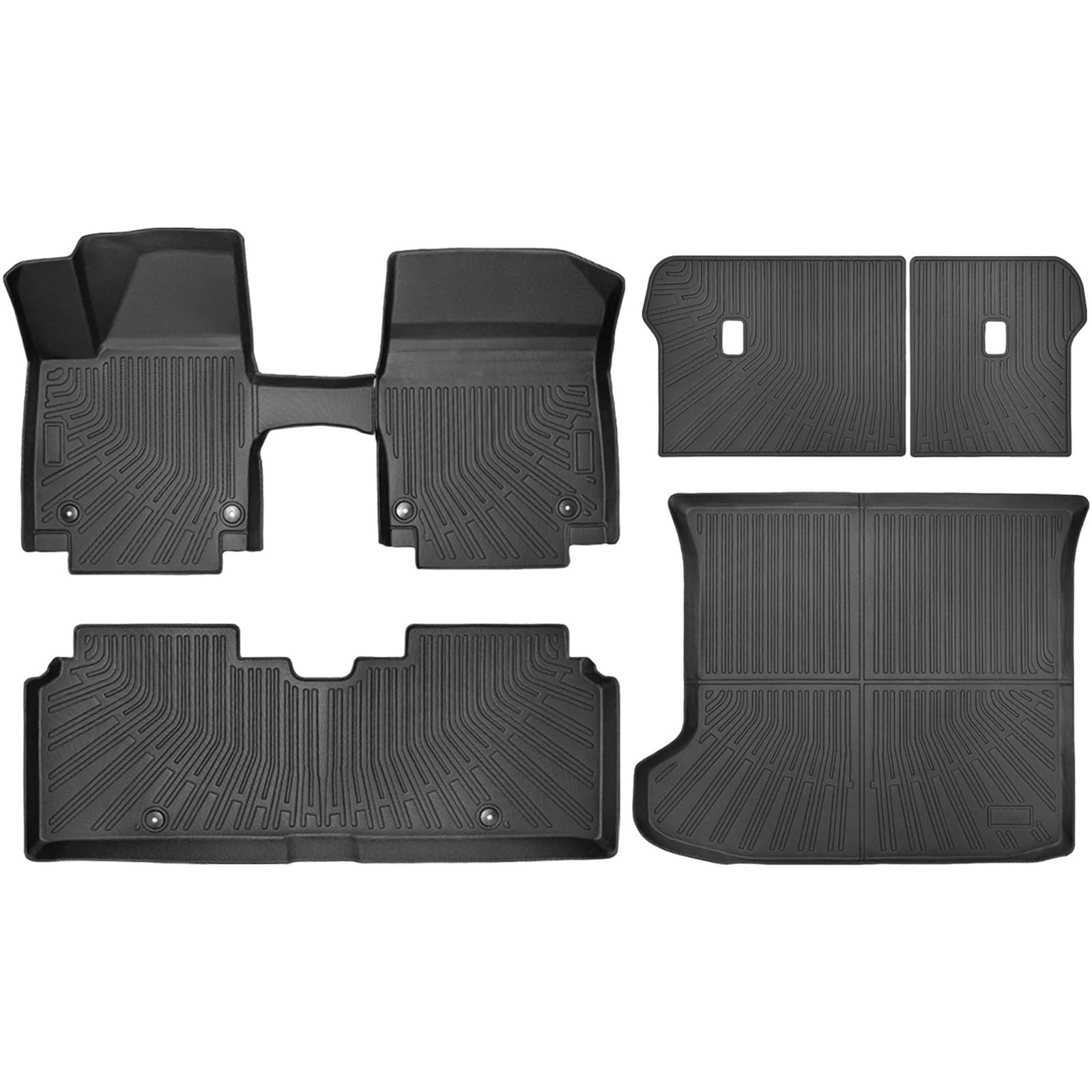 Kofferraumwanne Für Kia EV6 2022 2023 2024 2025 TPE-Fußmatten Kofferraummatte Cargo-Liner Cargo-Matte Allwetter-Rücksitzbezug LHD Auto Kofferraummatten(6PCS Full Set) von DWTNMEX
