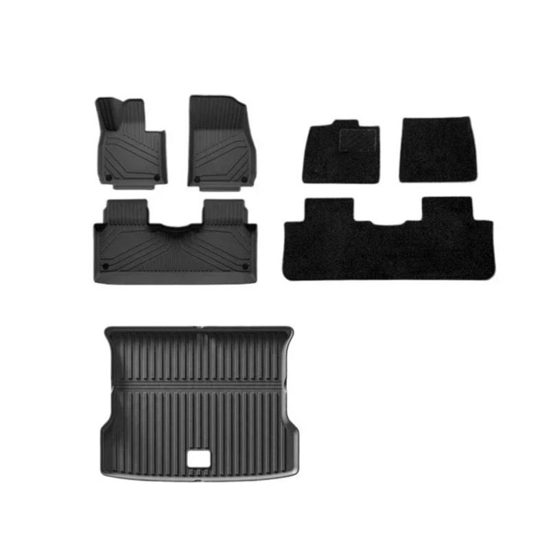 Kofferraumwanne Für Xpeng G6 TPE-Fußmatten Kofferraummatten Allwetter-Laderaummatte Vorn Hinten wasserdichte Anti-Rutsch-Fußpolster Zubehör Auto Kofferraummatten(Double Pads 7PCS) von DWTNMEX