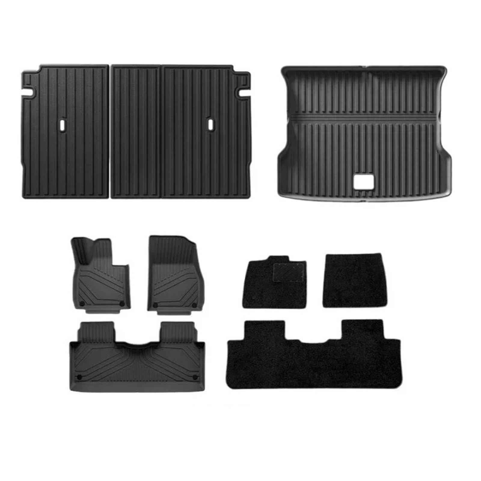 Kofferraumwanne Für Xpeng G6 TPE-Fußmatten Kofferraummatten Allwetter-Laderaummatte Vorn Hinten wasserdichte Anti-Rutsch-Fußpolster Zubehör Auto Kofferraummatten(Double Pads 9PCS B) von DWTNMEX