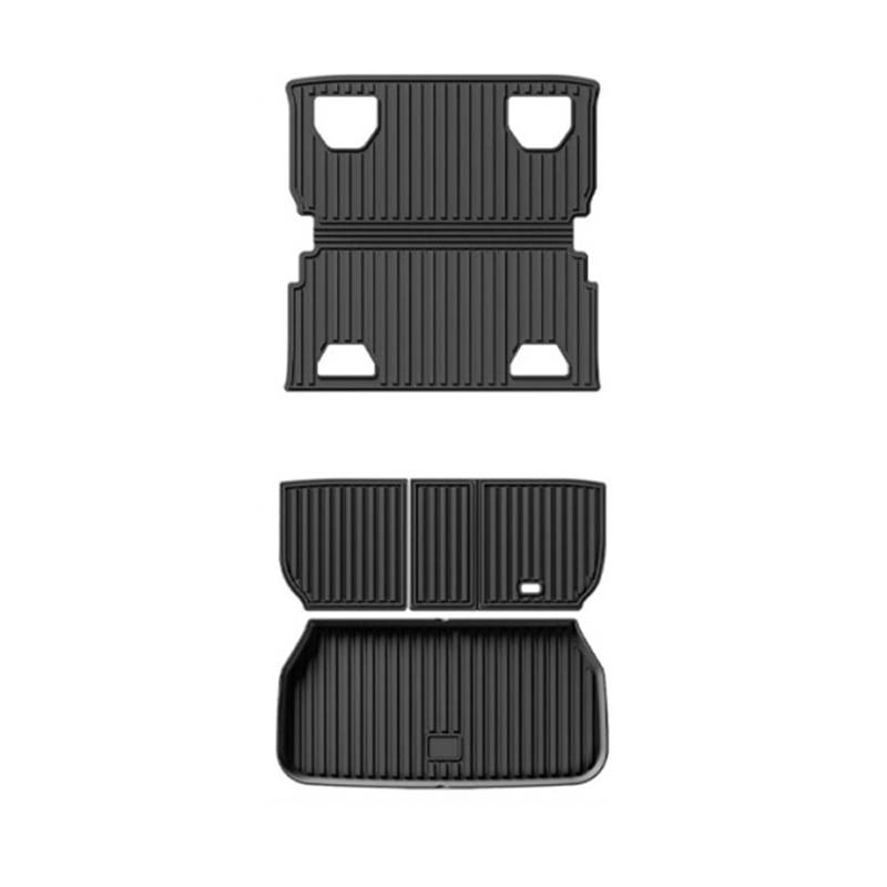 Kofferraumwanne Für Xpeng X9 2024 2025 TPE-Kofferraummatten Allwetter-Cargo-Liner-Matte Sitzfußmatten wasserdichte Anti-Rutsch-Liner-Pads Zubehör Auto Kofferraummatten(4pcs Full) von DWTNMEX