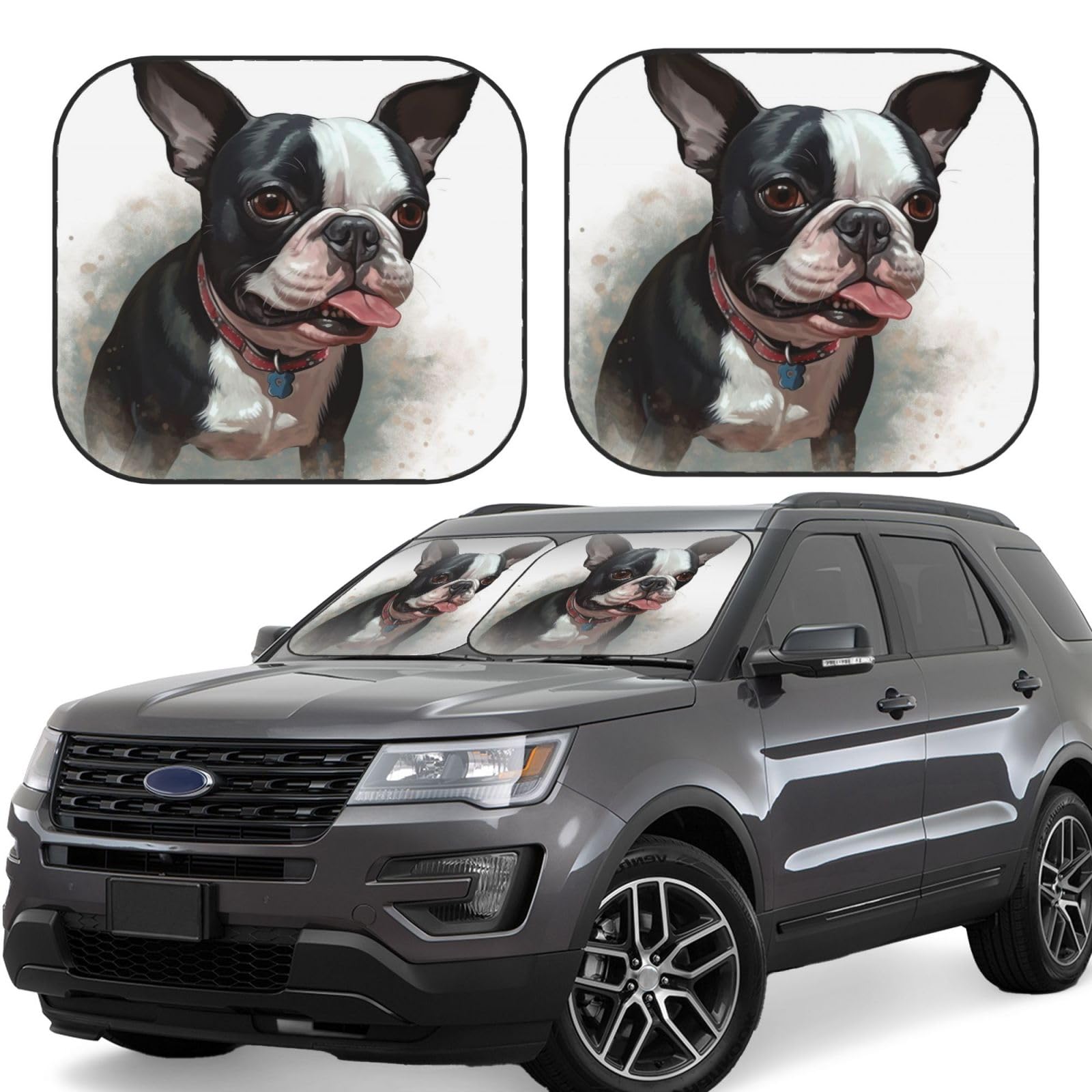 2 x Sonnenschutz für die Windschutzscheibe, faltbar, Boston Terrier, Auto-Frontscheibe, Sonnenblende, universal, passend für die meisten Autos, Limousinen, LKWs, SUV, große Sonnenblenden 2 x Sonnenschutz für die Windschutzscheibe, faltbar, Boston Terrier, Auto-Frontscheibe, Sonnenblende, universal, passend für die meisten Autos, Limousinen, LKWs, SUV, große Sonnenblenden von DWVTFSM