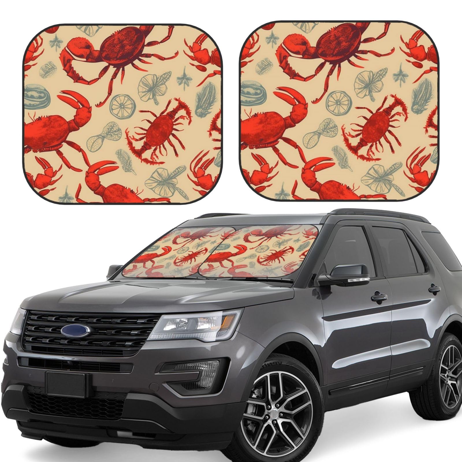 2 x Sonnenschutz für die Windschutzscheibe, faltbar, Hummer und Krabbe, universal, passend für die meisten Autos, Limousinen, LKWs, SUV, große Sonnenblenden 2 x Sonnenschutz für die Windschutzscheibe, faltbar, Hummer und Krabbe, universal, passend für die meisten Autos, Limousinen, LKWs, SUV, große Sonnenblenden von DWVTFSM