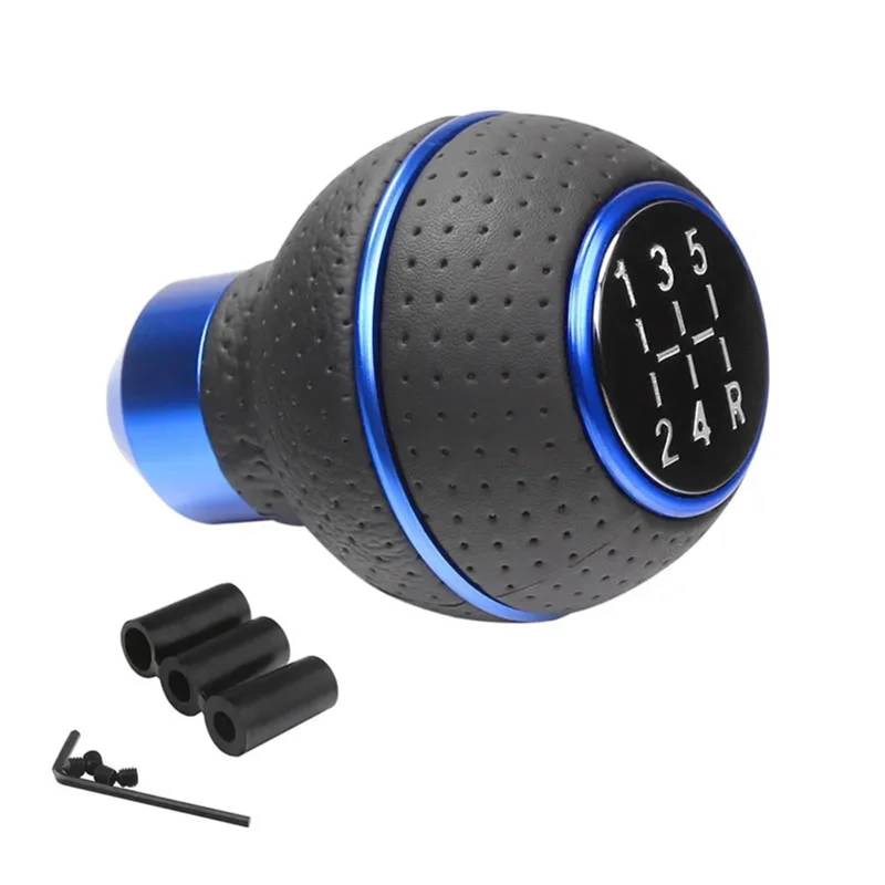 Auto Schaltknauf Auto-Schaltknaufkopf, 5-Gang-Universal-Auto-Schaltknauf Für Schaltgetriebe Und Aluminium-Basis-Autoknauf, 1 Stück(5 Speed Blue Ring) von DXLSAEU