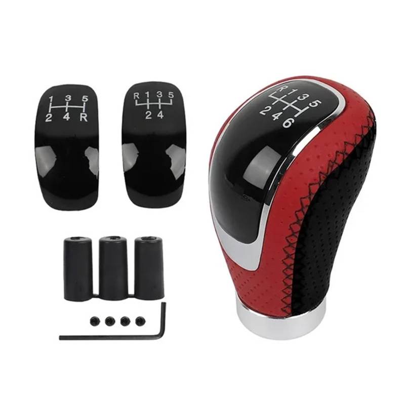 Auto Schaltknauf Universal 5/6 Gang Schaltknauf Shifter Hebel Griff Stick PU Auto Zubehör Für Alle Manuellen Auto(Black red Black line) von DXLSAEU