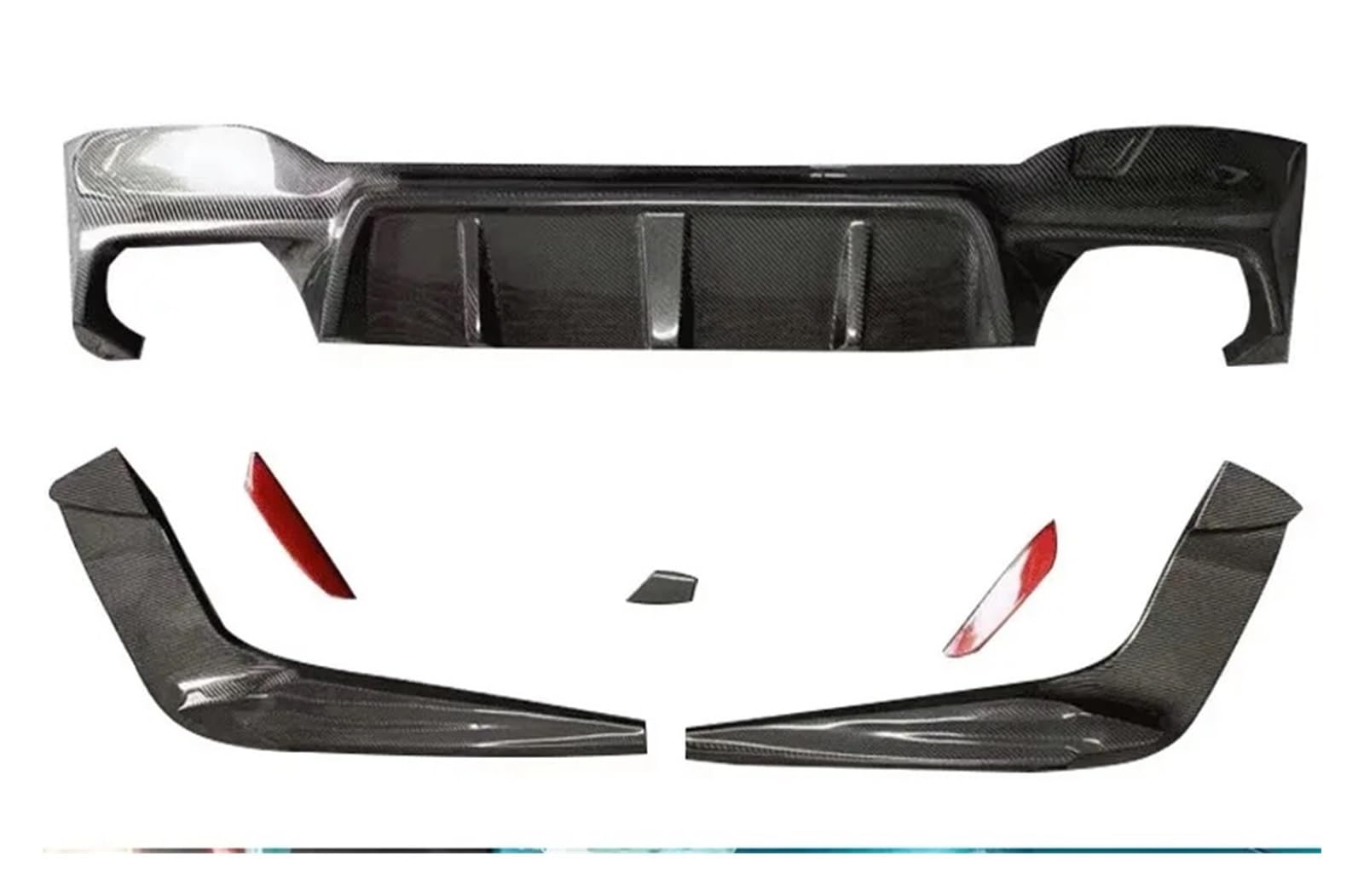 Für 5 Serie M5 F90 G30 G38 530i 540i Carbon Faser Auto Heckschürze Diffusor Hinten Splitter Spoiler Zurück Lip Shunt Körper Kit(FD Forged Carbon) von DXLSAEU