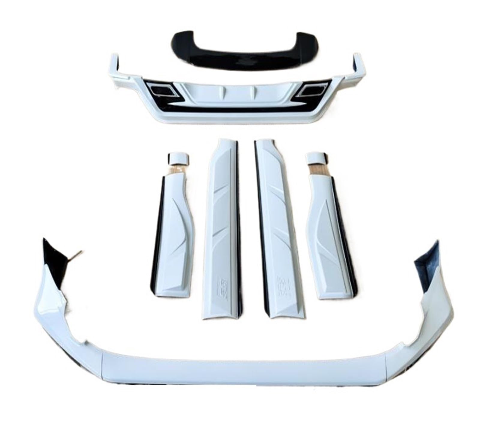 Für Toyota Corolla Kreuz 2021 2022 2023 ABS Farbe Auto Stoßfänger Vorne Lip Hinten Stamm Diffusor Seite Rock Spoiler Körper Kit(XL1000V Clear) von DXLSAEU