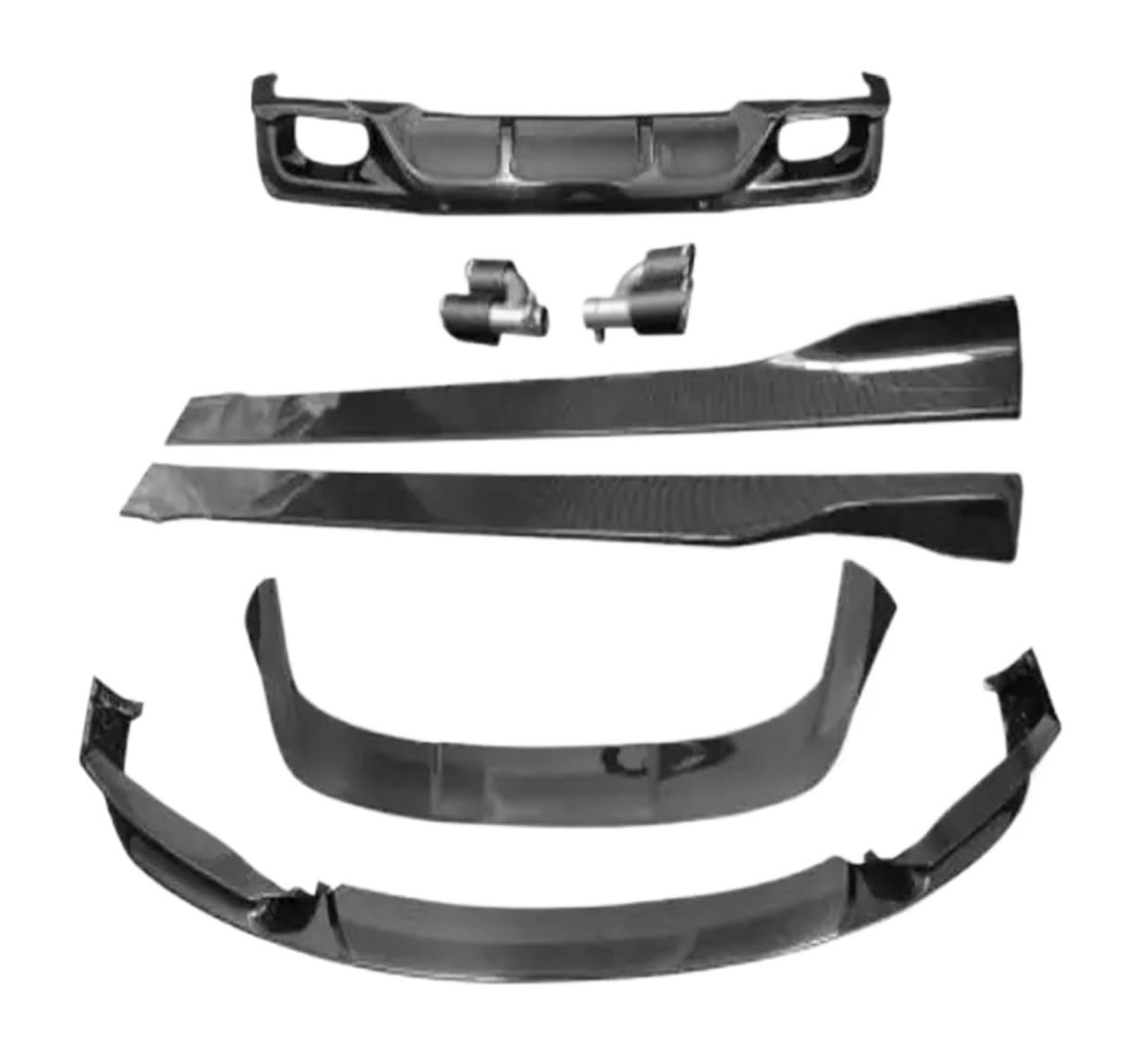 Für X2 F39 2018-2022 3D-Carbon-Faser-Auto-Stoßfänger Vorne Lippe + Heckdiffusor + Seitenschweller + Spoiler + Auspuffspitzen Body Kit(XL125V Clear LG) von DXLSAEU