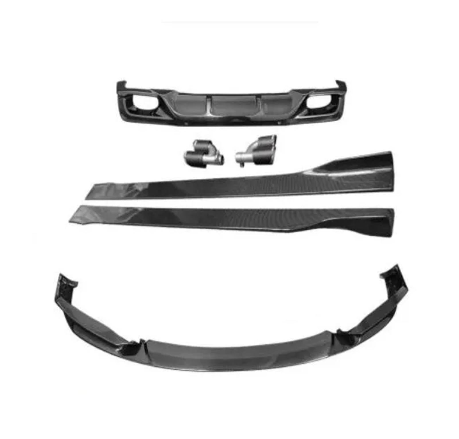Für X2 F39 2018-2022 3D-Carbon-Faser-Auto-Stoßfänger Vorne Lippe + Heckdiffusor + Seitenschweller + Spoiler + Auspuffspitzen Body Kit(XL125V White) von DXLSAEU