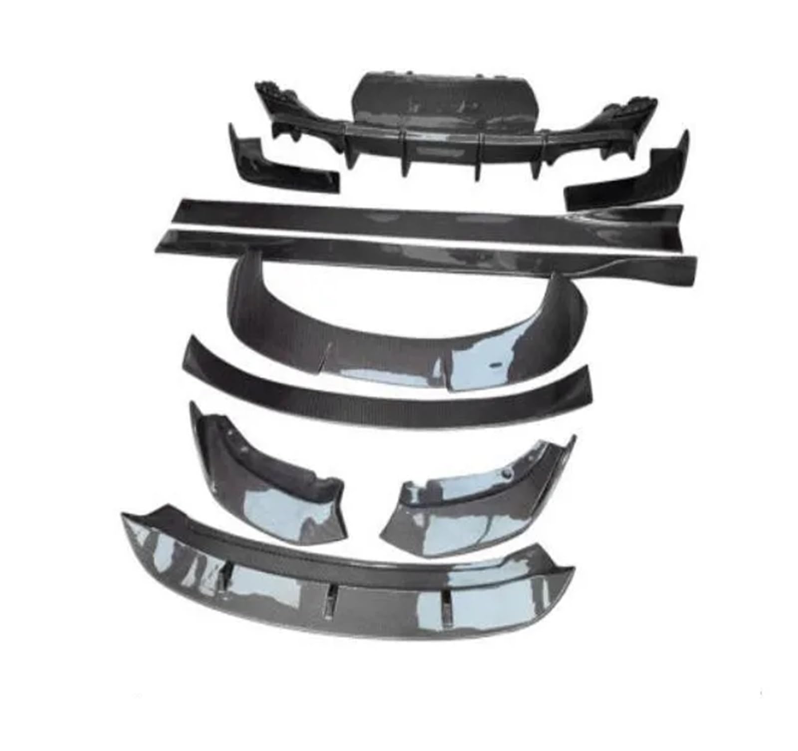 Für X2 F39 2018-2022 Carbon-Faser-Auto-Stoßfänger Vorne Lippe + Heckdiffusor + Seitenschweller + Spoiler-Body-Kit(XL125V White) von DXLSAEU