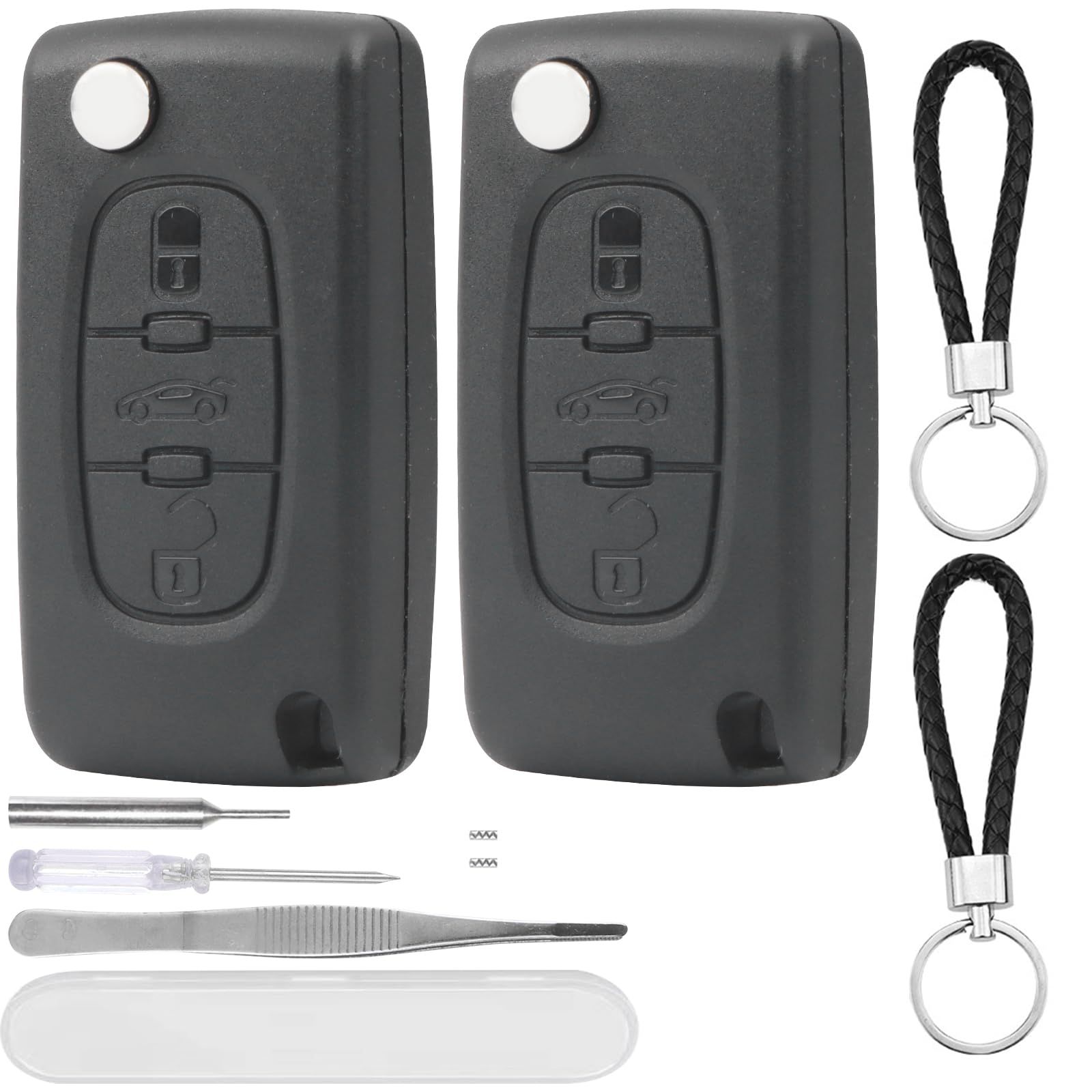 DXiongW 2 Stück Auto Schlüsselgehäuse 3 Tasten CE0523 HU83 Kompatibel mit Peugeot 207 307 308 407 408 607 und Citroen C3 C2 C4 C5 C6 C8 Xsara Fernbedienung Klappschlüssel Gehäuse mit Batterie Schlitz DXiongW 2 Stück Auto Schlüsselgehäuse 3 Tasten CE0523 HU83 Kompatibel mit Peugeot 207 307 308 407 408 607 und Citroen C3 C2 C4 C5 C6 C8 Xsara Fernbedienung Klappschlüssel Gehäuse mit Batterie Schlitz von DXiongW
