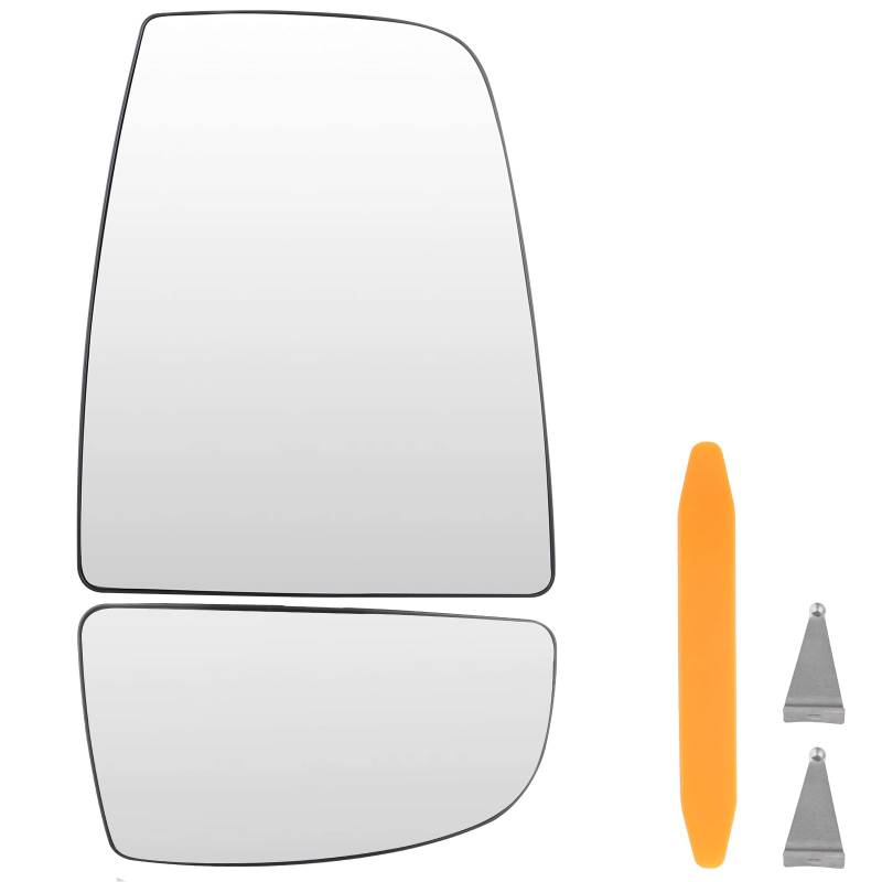 DXiongW Spiegelglas Ersatz Rechts Oben und Unten Seite für Ford Transit MK8 2014 2015 2016 2017 2018 2019 2020 Beheizbar Außenspiegel Glas Konvex mit Trägerplatte Umkehrlinse Rückfahrglas Autospiegel von DXiongW
