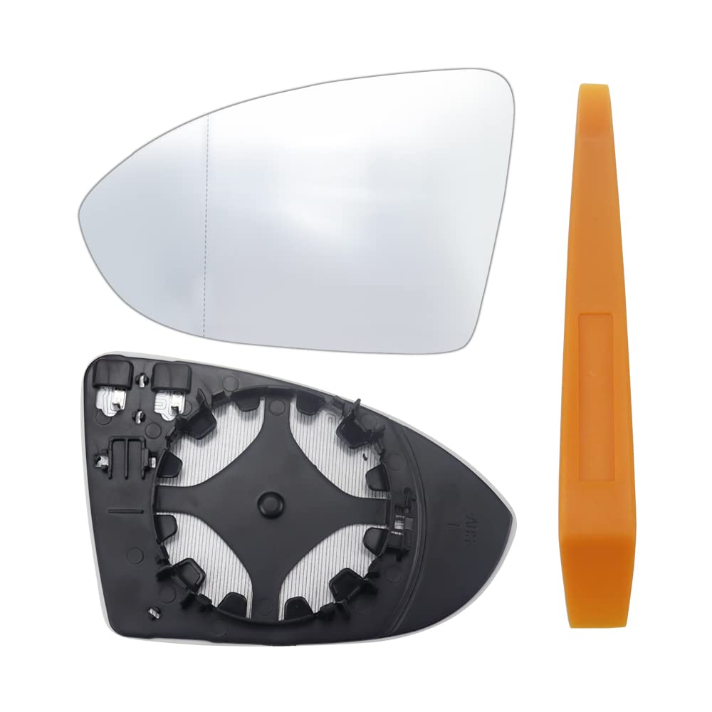 DXiongW Spiegelglas Kompatibel mit Golf 7 Spiegelglas Links Spiegelglas Ersatzspiegel Links Fahrerseite Beheizbar Asphärisch mit Trägerplatte - Links von DXiongW