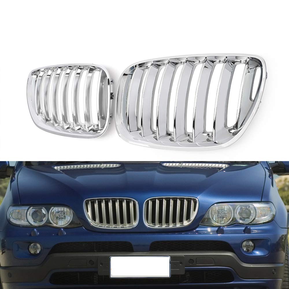 DYBANP Auto-Frontgrills, für BMW X5 E53 4-türiger SUV 2004-2006, 2-teilige Chrom-Look-Seiten-Ersatzgrills DYBANP Auto-Frontgrills, für BMW X5 E53 4-türiger SUV 2004-2006, 2-teilige Chrom-Look-Seiten-Ersatzgrills von DYBANP