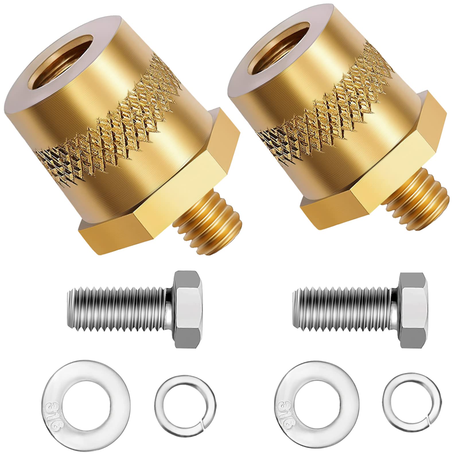 DYDHRER 2 Pcs Batteriepoladapter, Messing Batterieklemmen 12v Polklemme, Batteriepoladapter m8 mit Edelstahlschrauben und Unterlegscheiben, Batterieklemmen Batteriepol für Autobatterien von DYDHRER