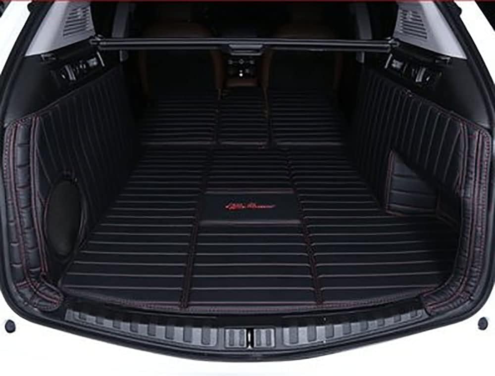 Kofferraummatten, für Alfa Romeo Stelvio 2017–2021, vollständiger Kofferraumschutz, Styling-Zubehör für die Innendekoration, Schwarz + Rot – mit Audio,Withaudio-Bla-ck von DYETEE