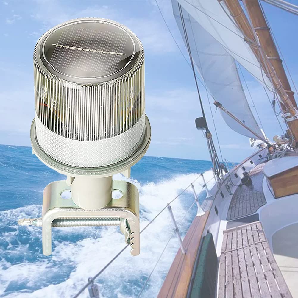 DYK&NX Navigationslichter für Boote, Solar LED Ankerlicht Bootslicht mit Abnehmbarem Ständer, Mehreren Farben und Modellen, 1km Sichtweite, Wasserdichtem IP65-Design (Color : White) von DYK&NX
