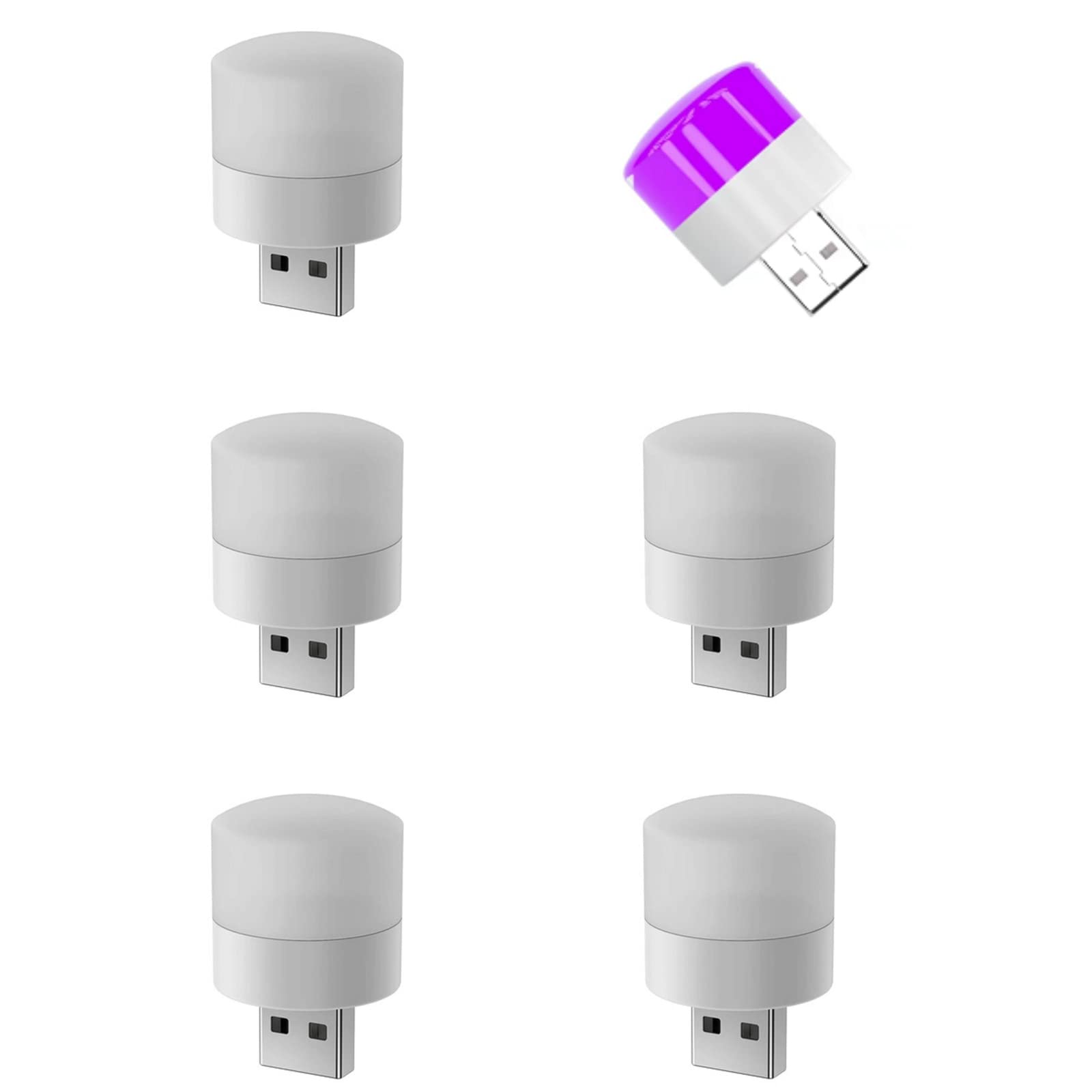 Auto USB Beleuchtung, Mini USB Licht, Auto Umgebungslicht, Auto Umgebungslicht für Auto Laptop Power Bank (Violett 6Pcs) von DYLYMX